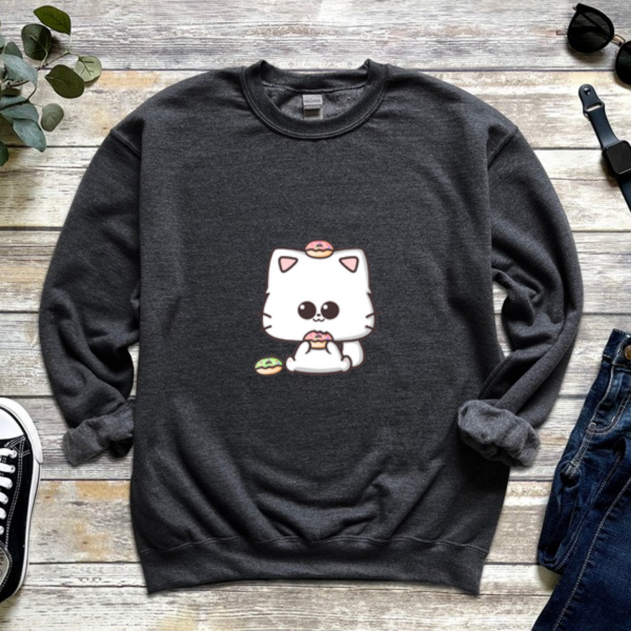 Kitten Eating Donuts Sweatshirt