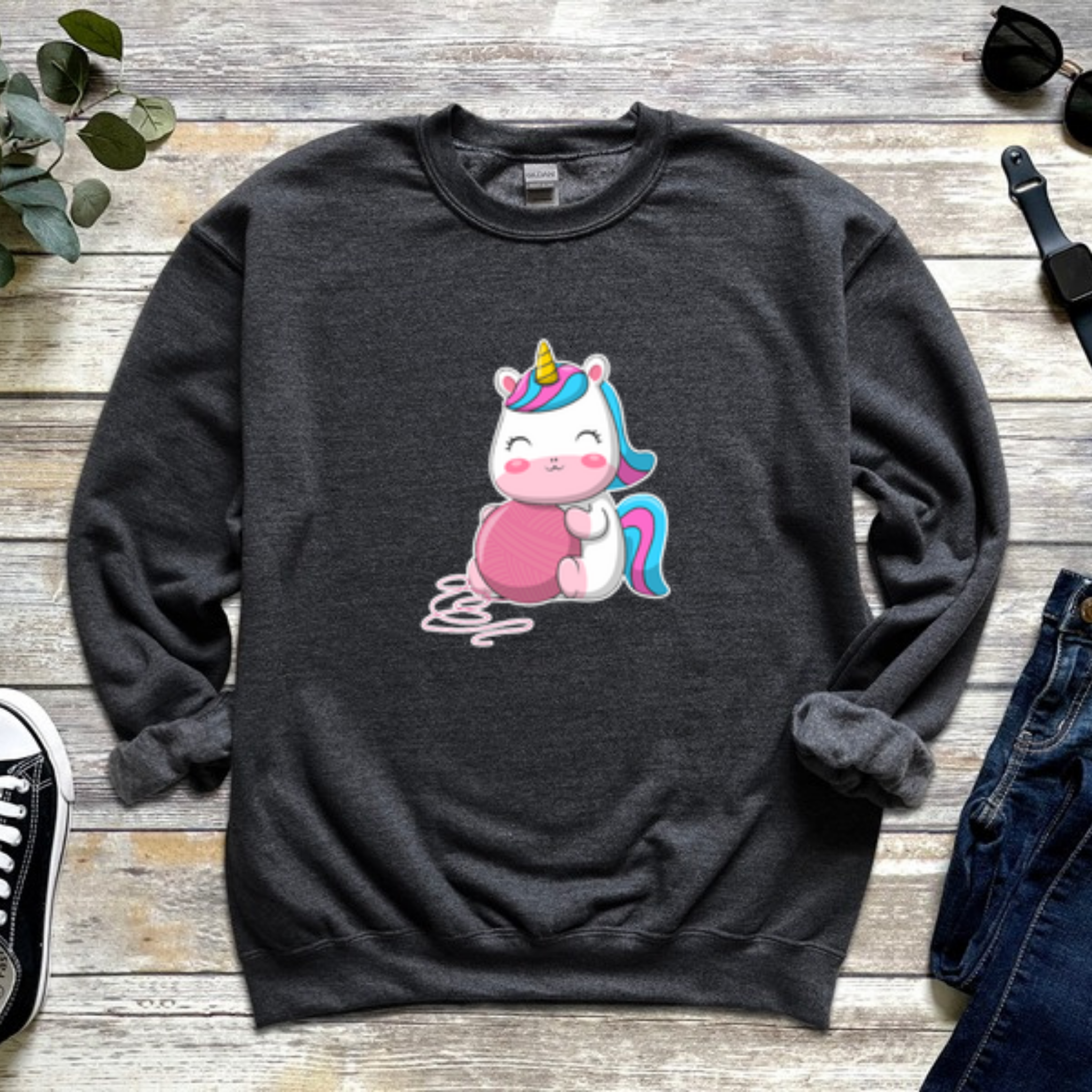 Rainbow Baby Unicorn with Yarn Sweatshirt