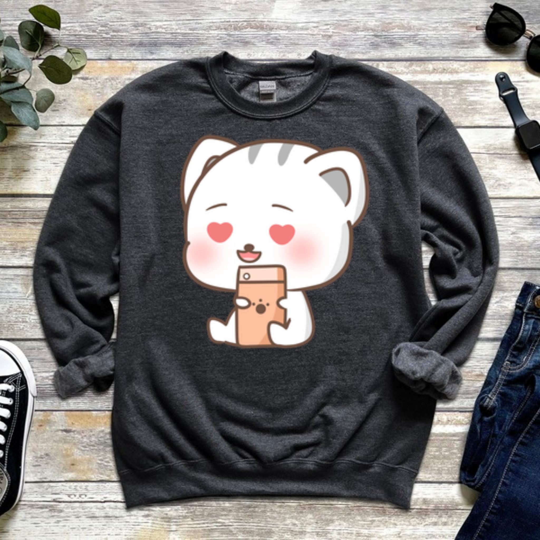Texting in Love Kitten Sweatshirt