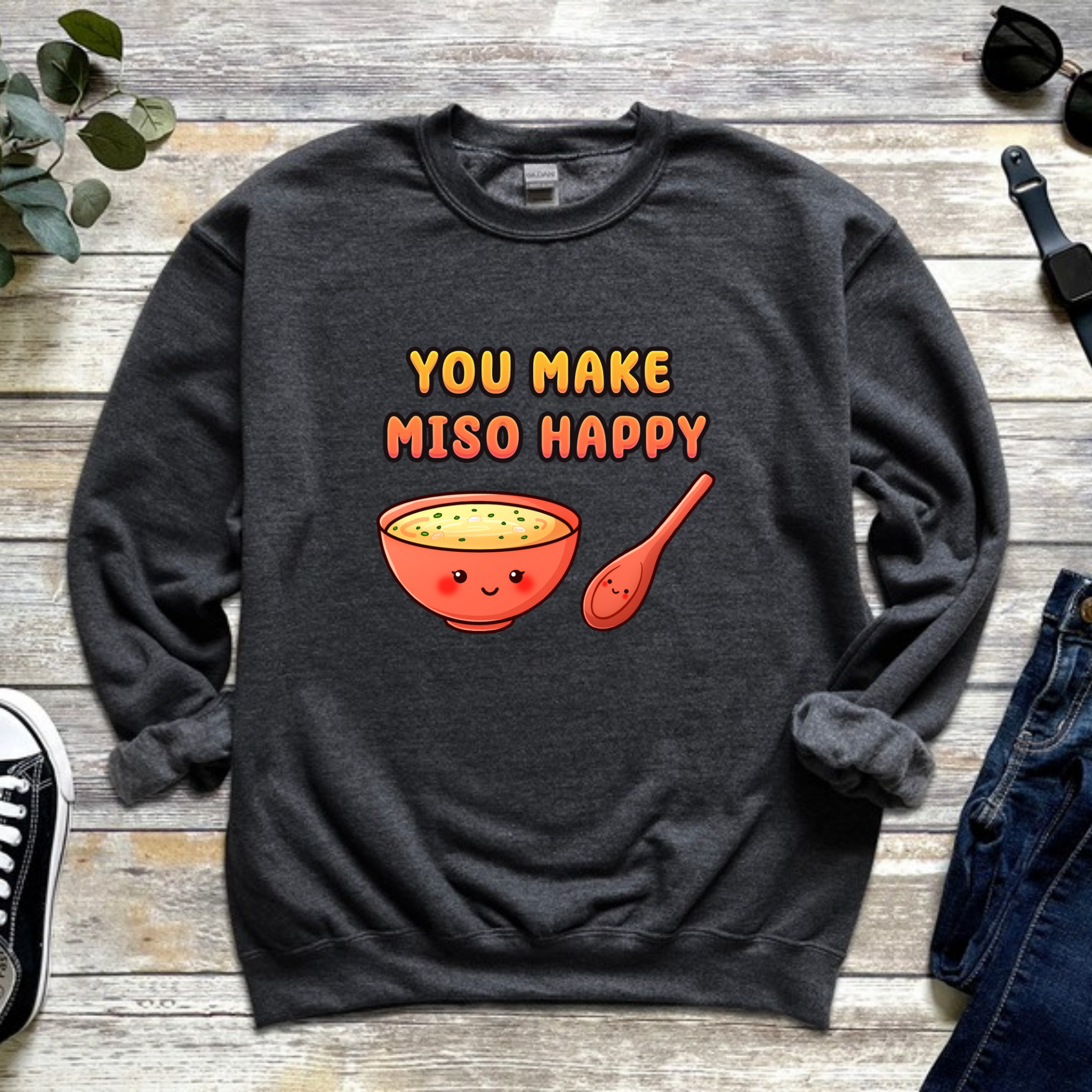 You Make Miso Happy Miso Soup and Spoon Couple Sweatshirt