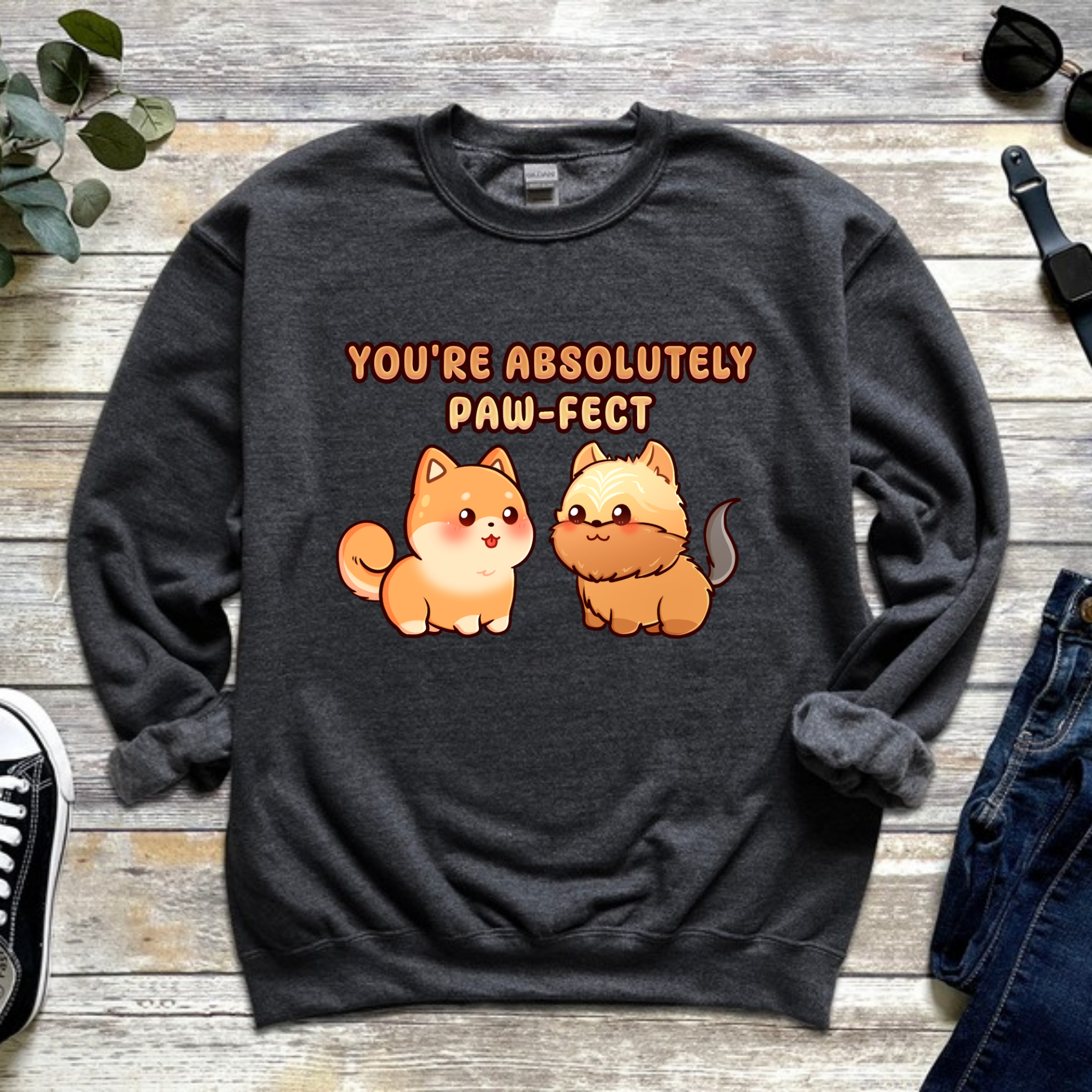 You're Absolutely Paw-fect Dog Couple - Shiba Inu & Yorkshire Terrier Sweatshirt