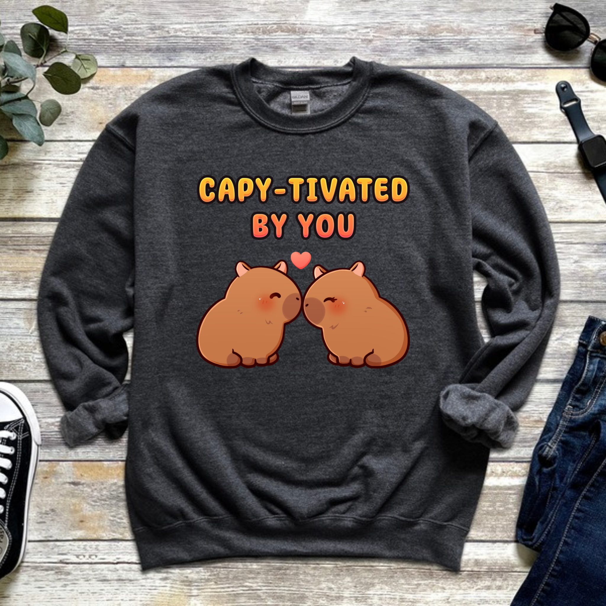 Capy-tivated by You Capybara Couple Sweatshirt