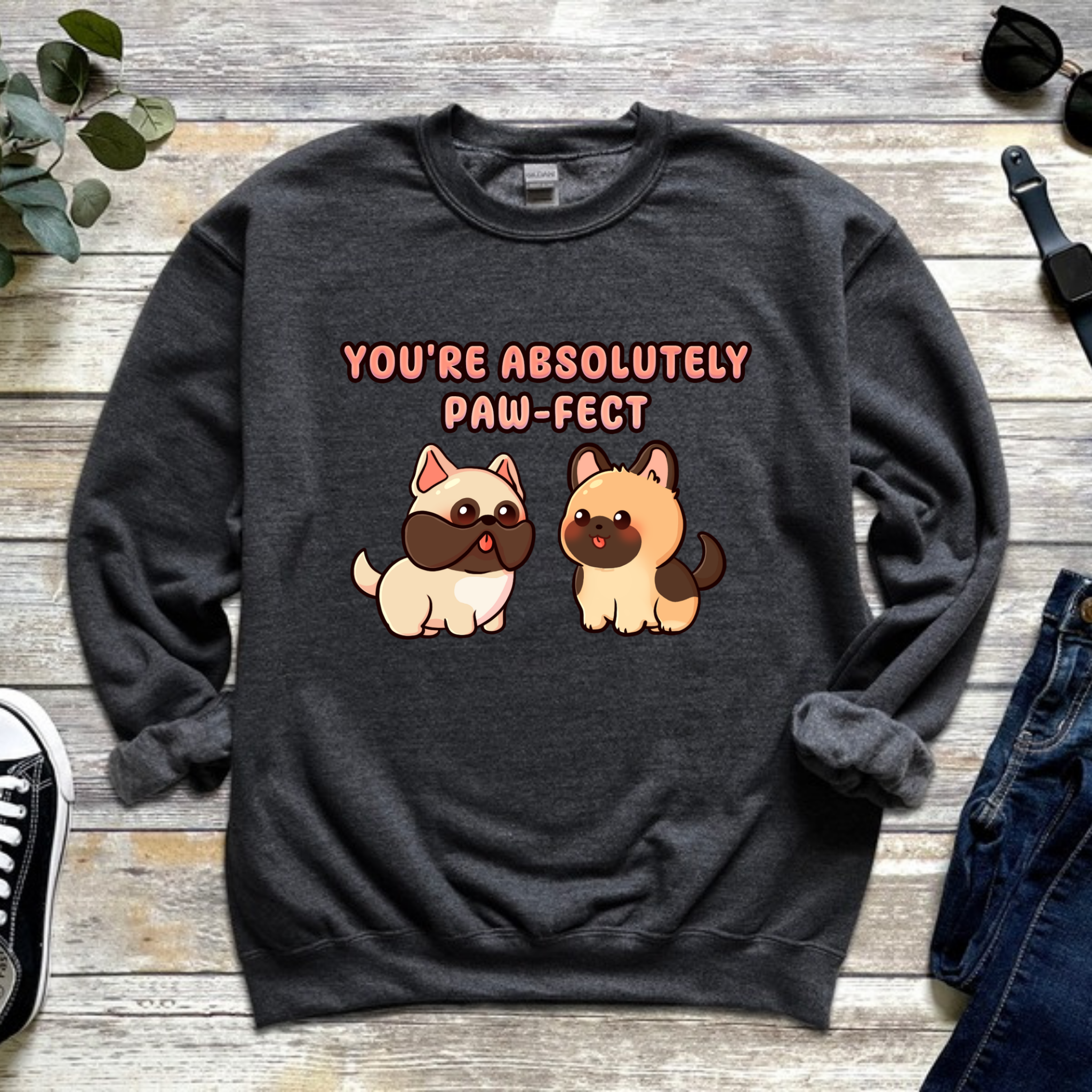 You're Absolutely Paw-fect Dog Couple - French Bulldog & German Shephard Sweatshirt