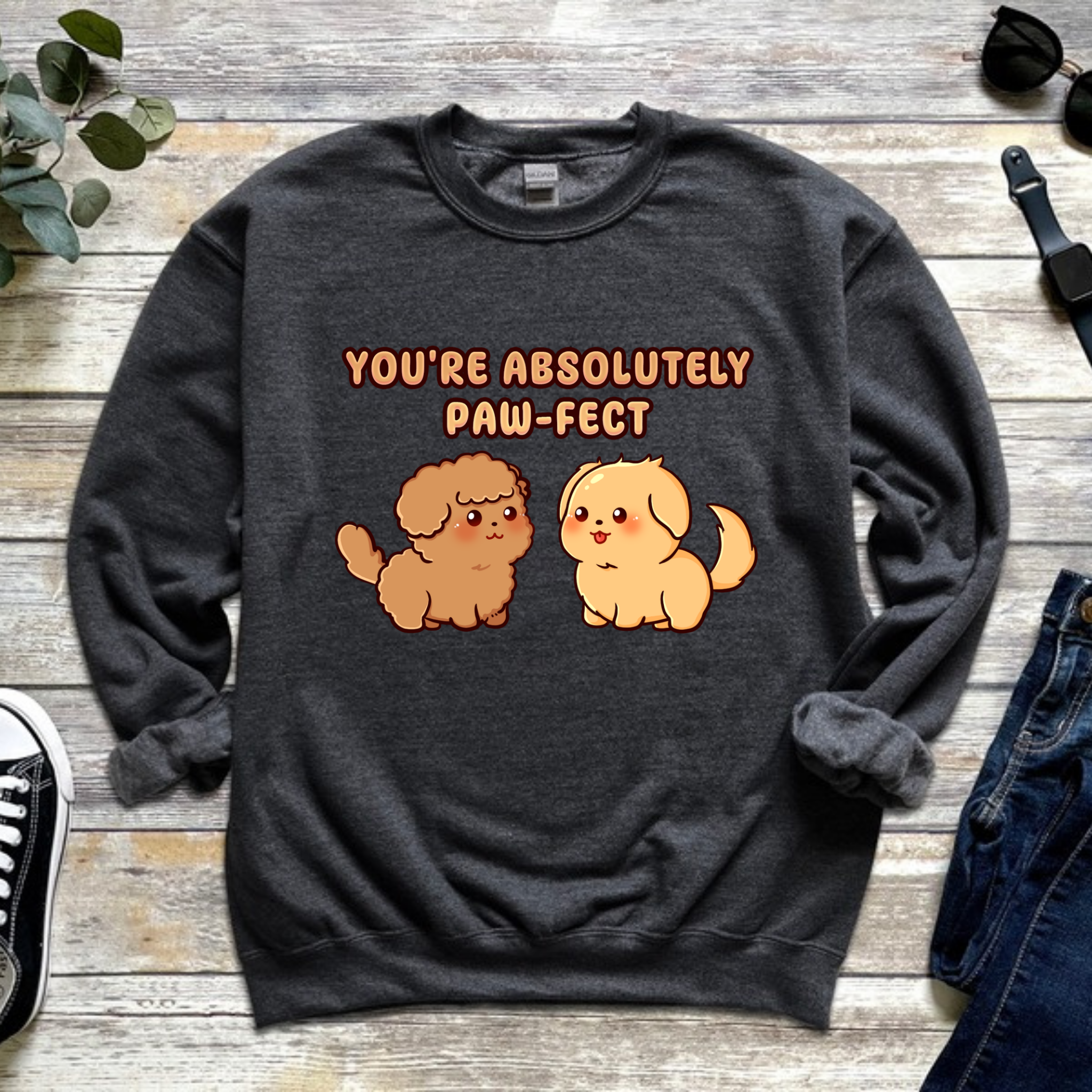 You're Absolutely Paw-Fect Dog Couple - Poodle & Golden Retriever Sweatshirt
