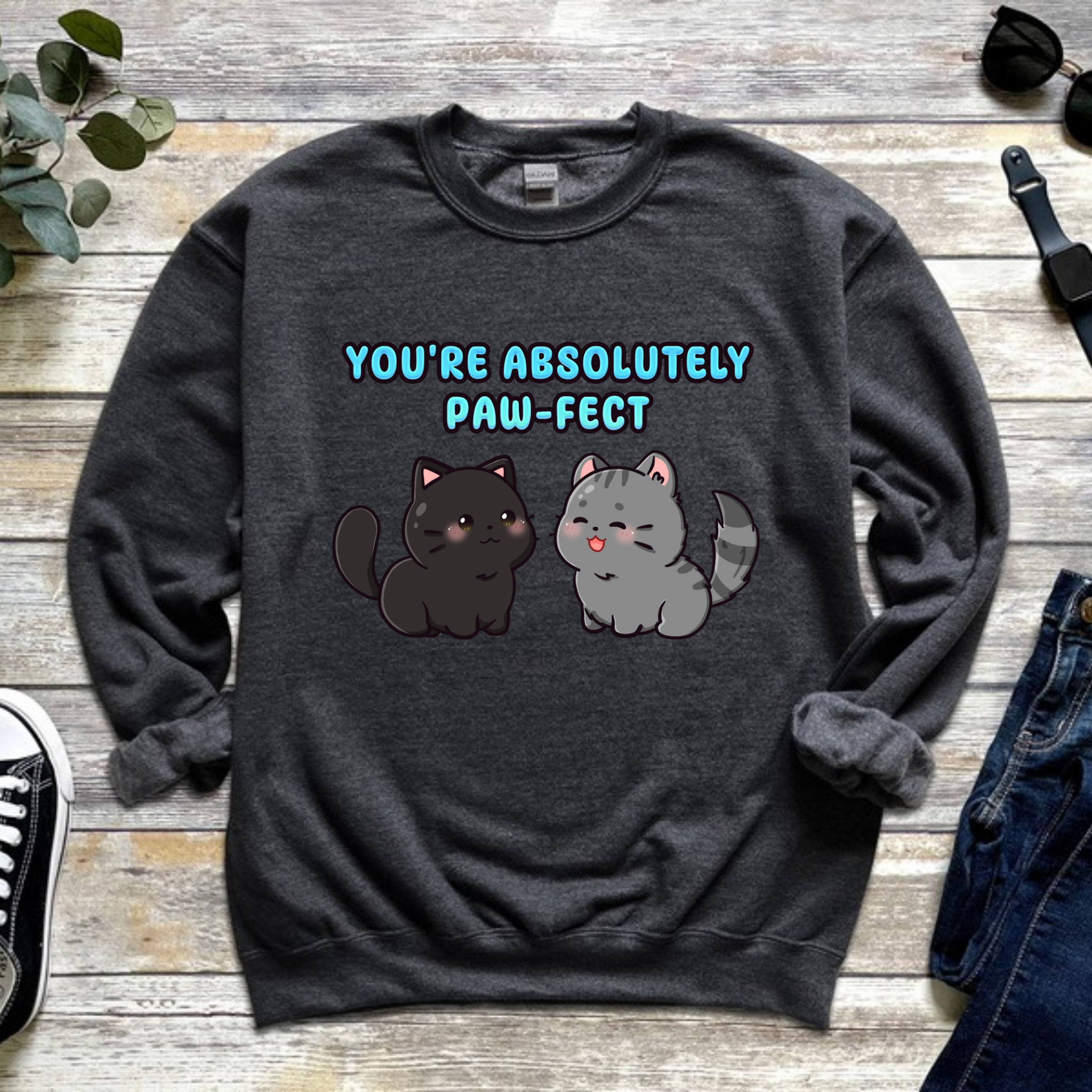 You're Absolutely Paw-Fect Cat Couple Sweatshirt