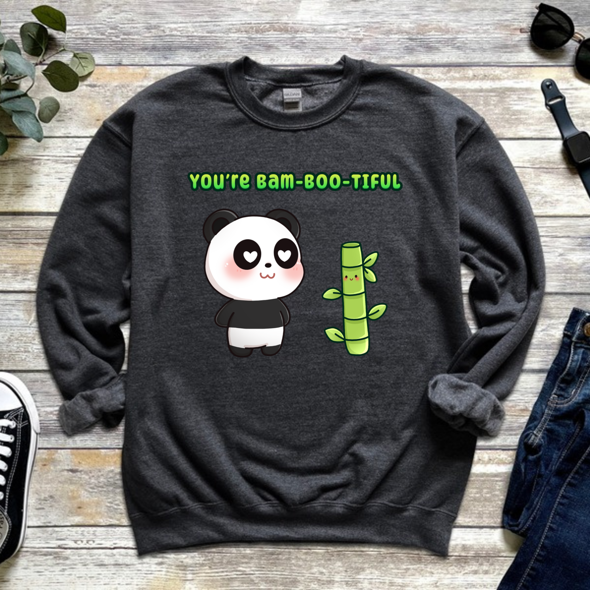 You're Bam-Boo-Tiful Panda and Bamboo Couple Sweatshirt