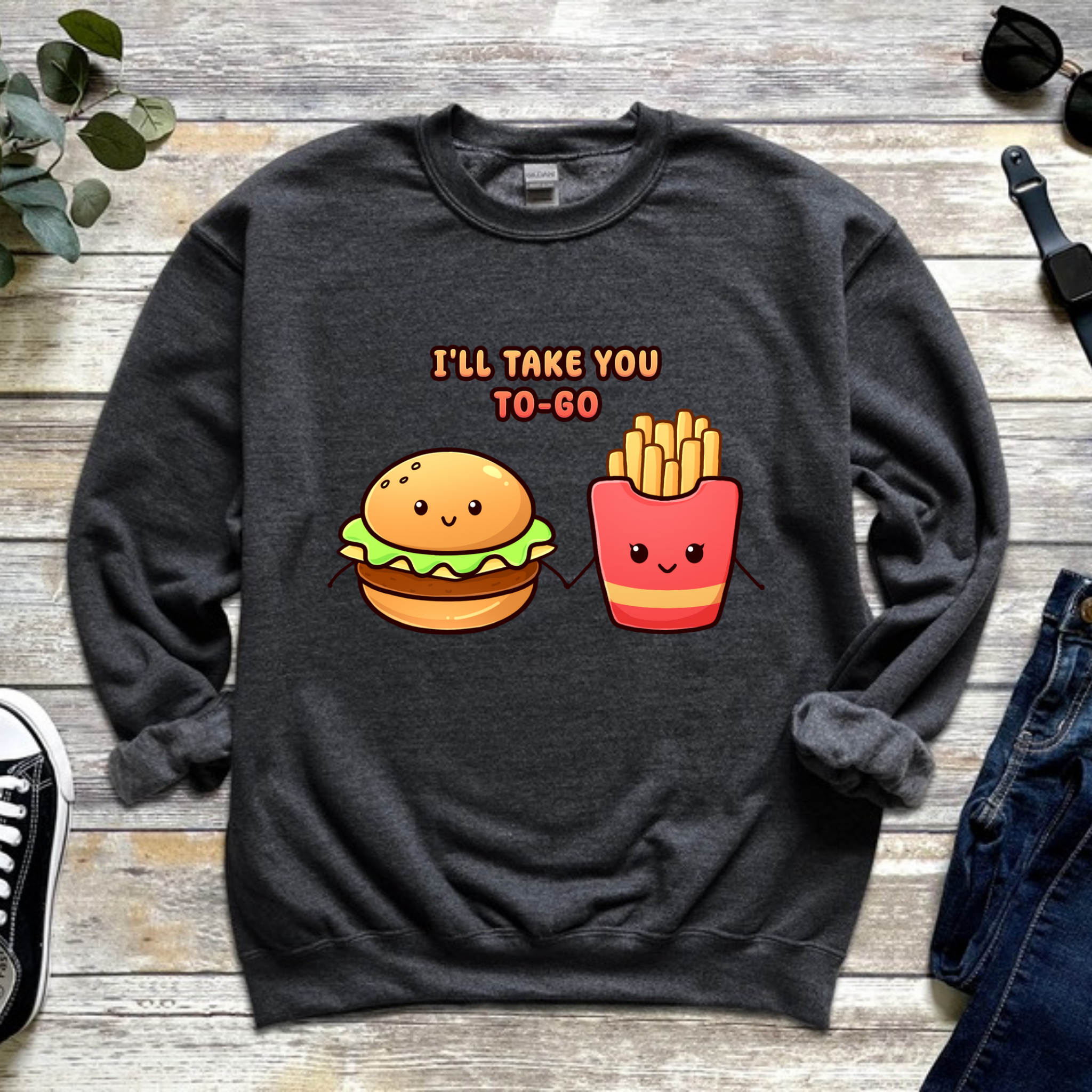 I'll Take You To-Go Burger and Fries Couple Sweatshirt