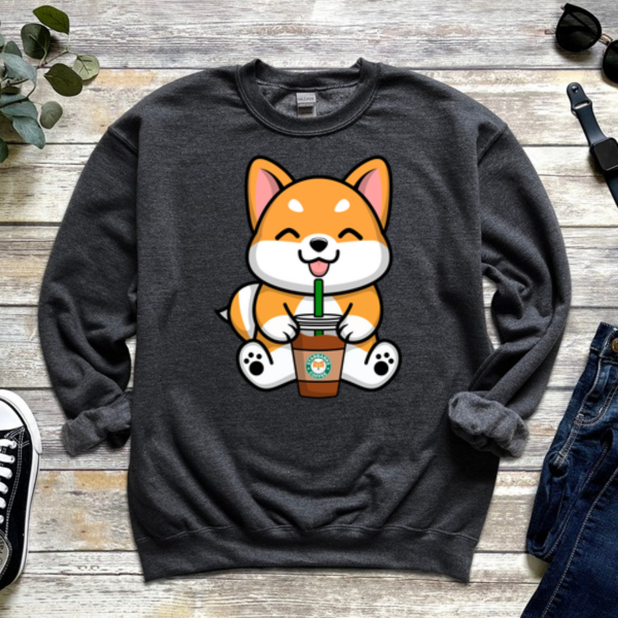 Puppy with Coffee Sweatshirt