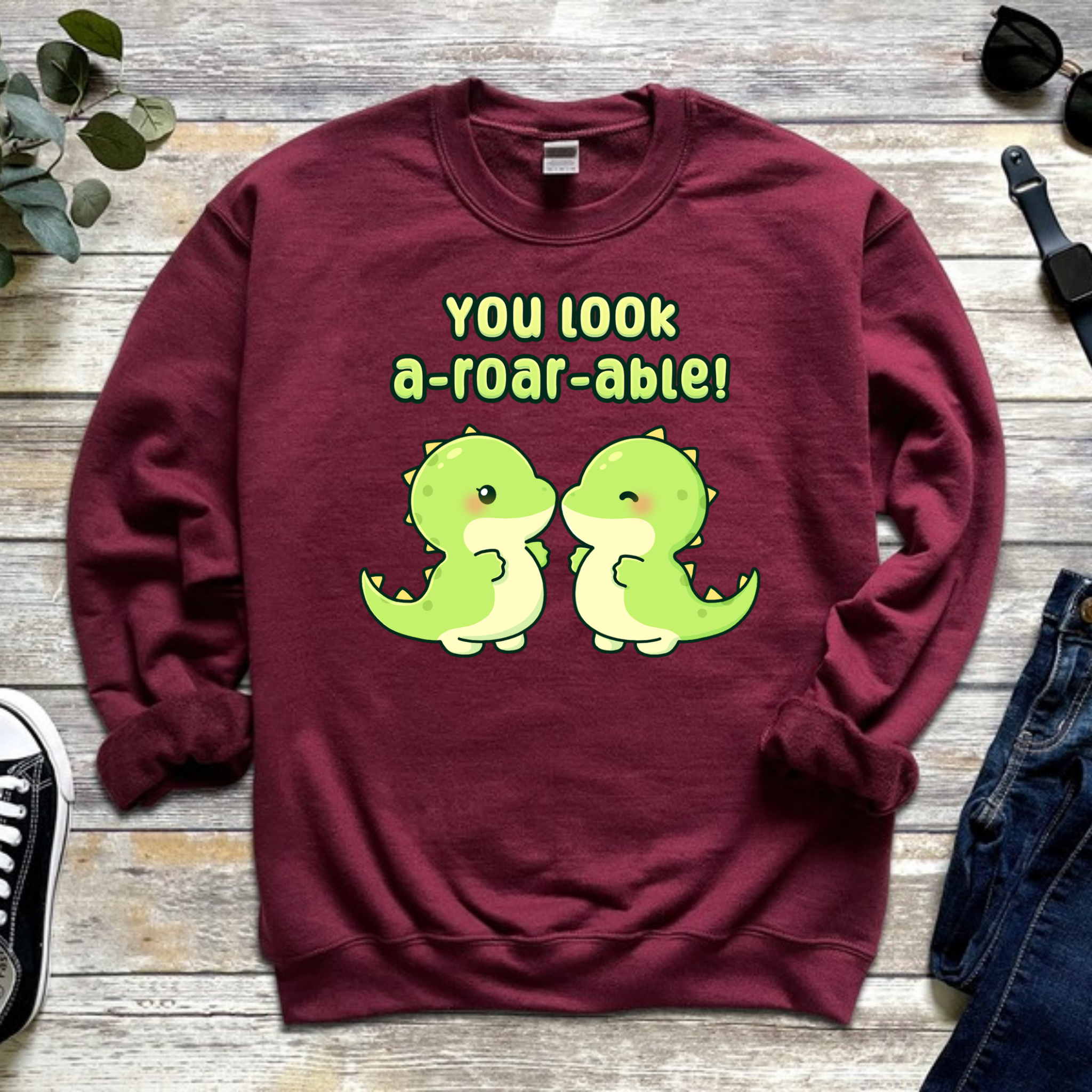 You Look A-Roar-Able! Dinosaur Couple Sweatshirt