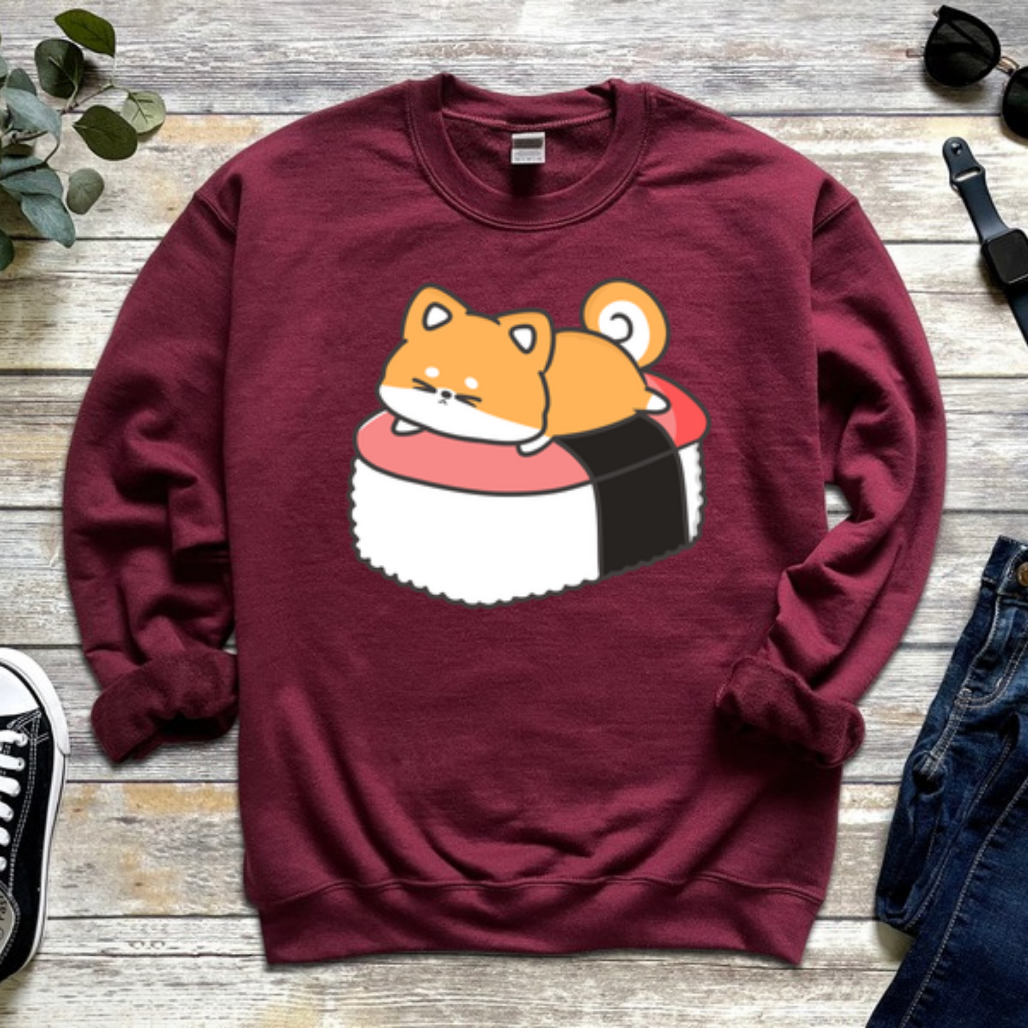 Puppy on Sushi Bed Sweatshirt