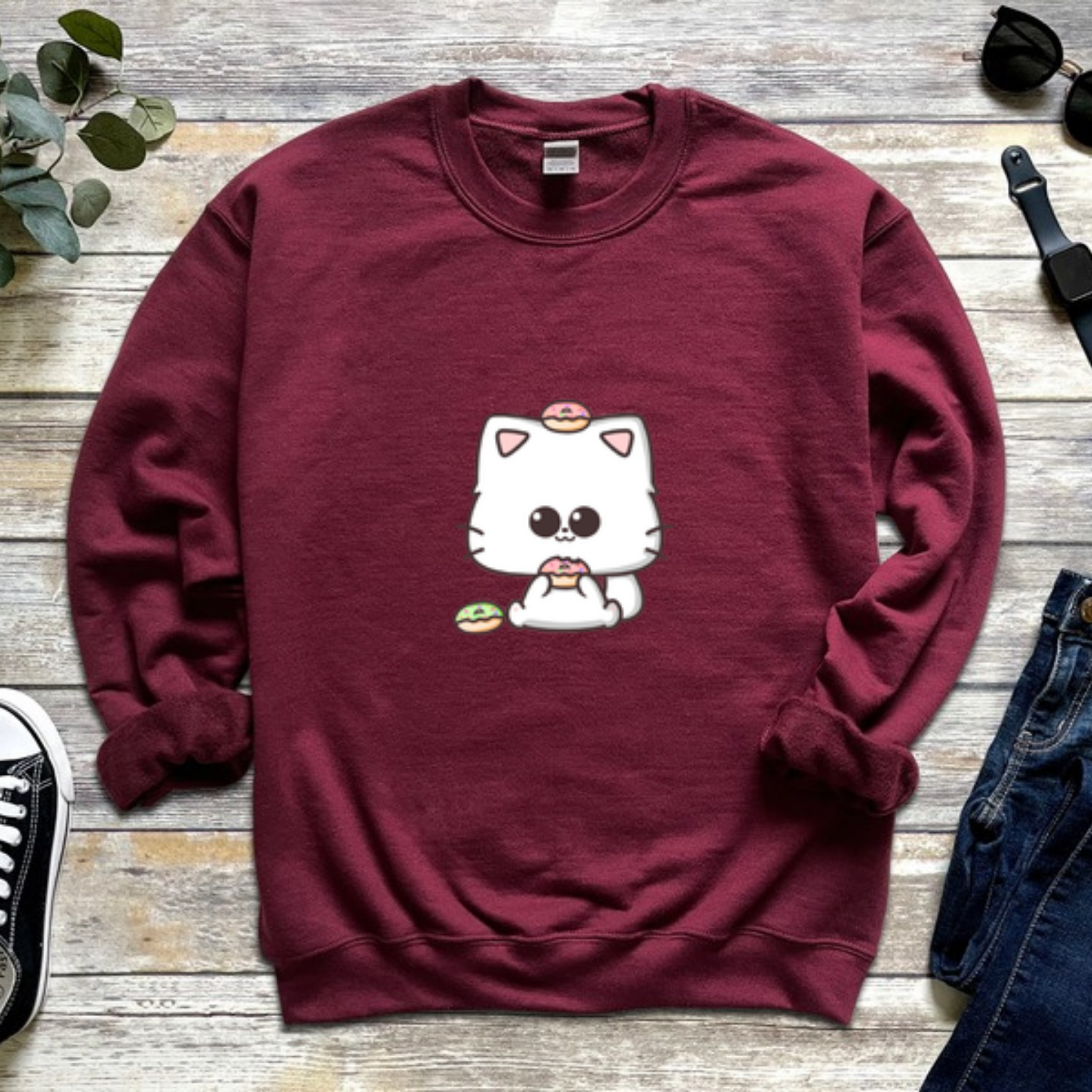 Kitten Eating Donuts Sweatshirt