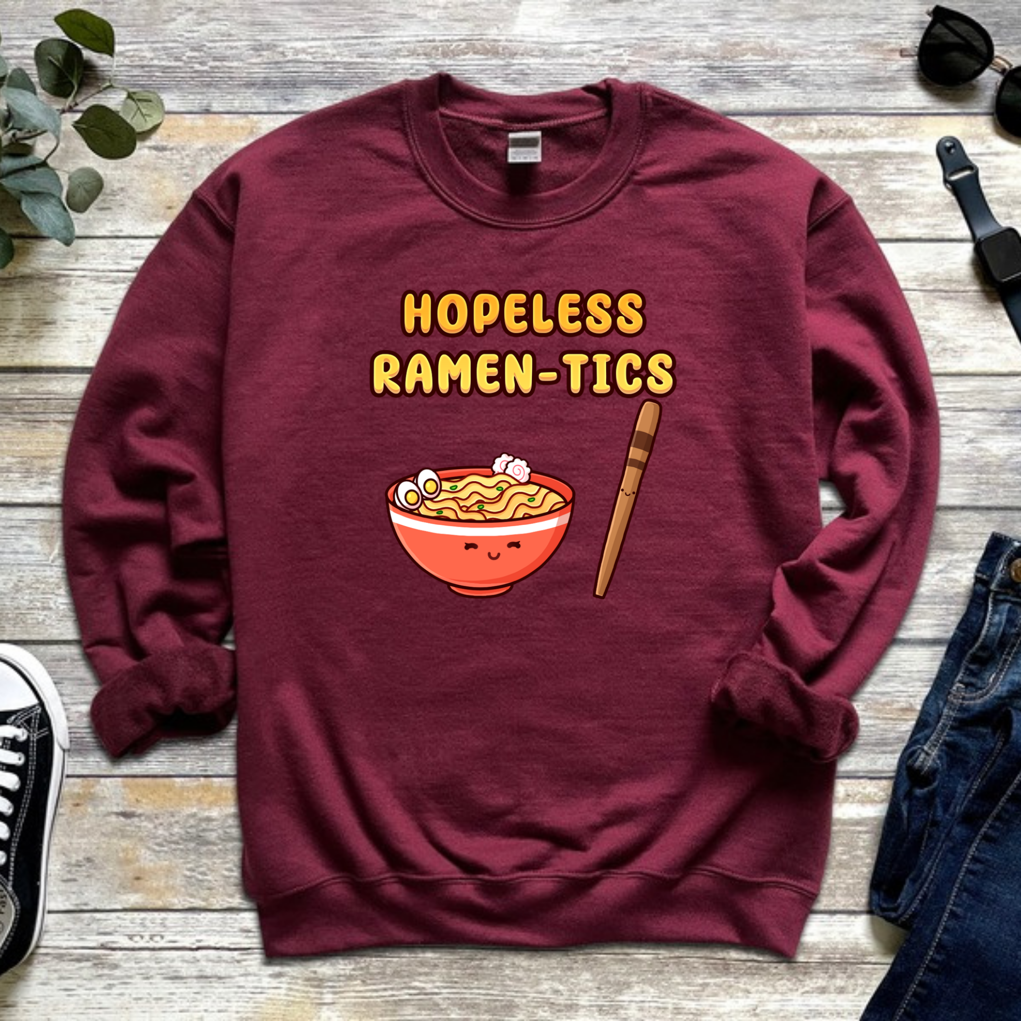 Hopeless Ramen-tics Ramen and Chopstick Couple Sweatshirt
