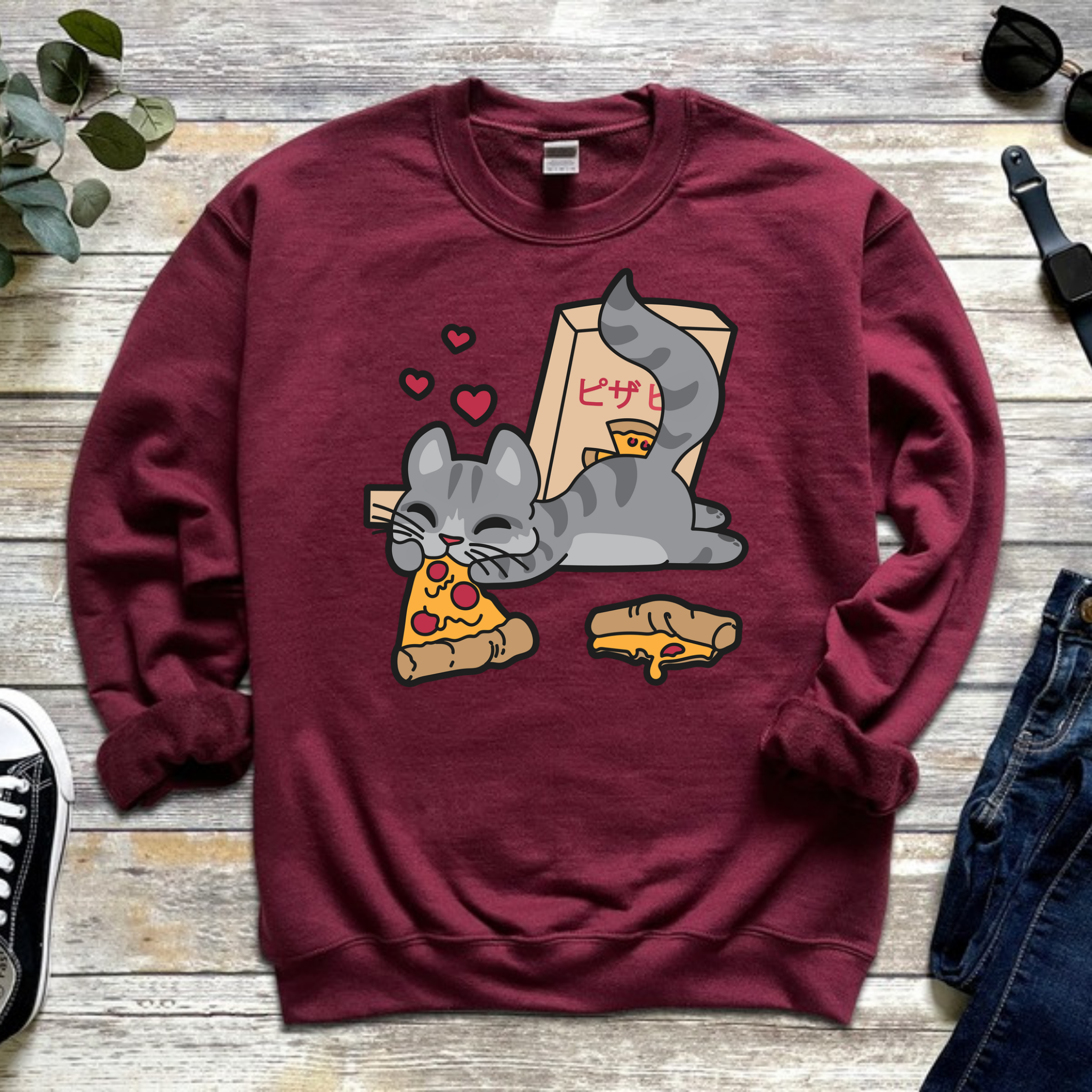 Cat Eating Pizza Sweatshirt