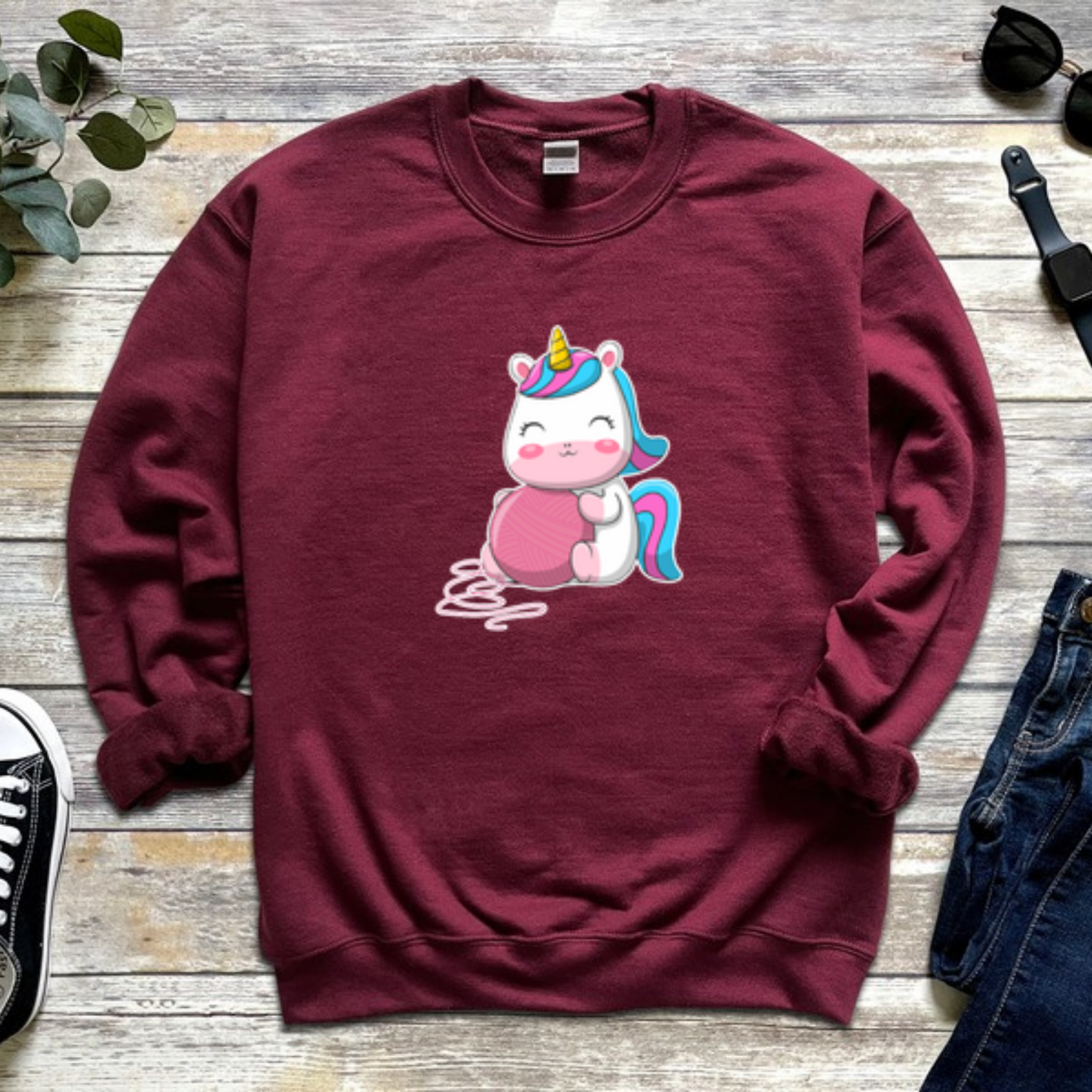 Rainbow Baby Unicorn with Yarn Sweatshirt
