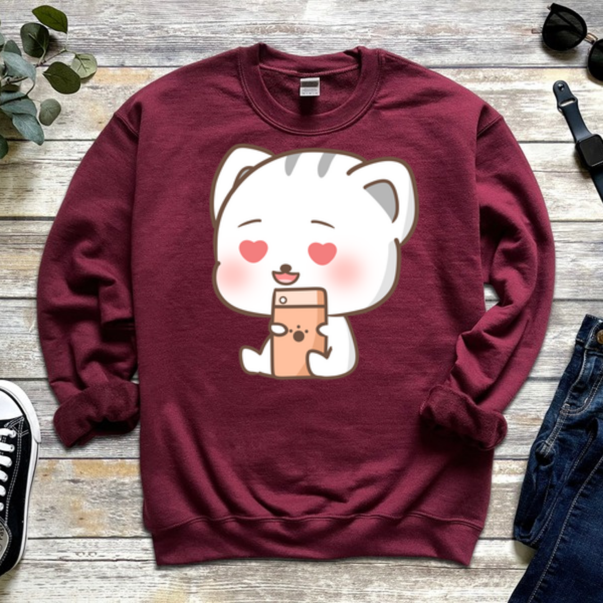 Texting in Love Kitten Sweatshirt