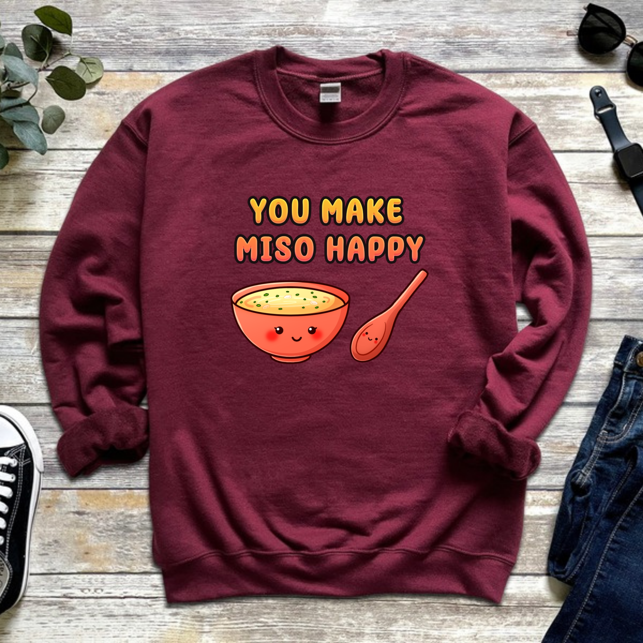 You Make Miso Happy Miso Soup and Spoon Couple Sweatshirt