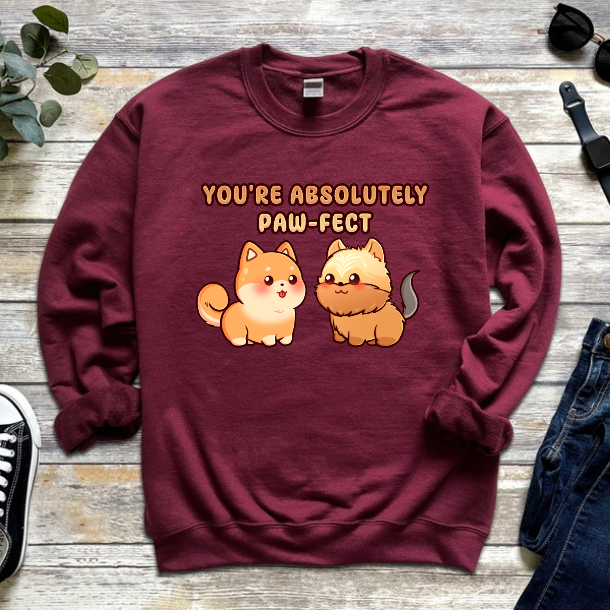 You're Absolutely Paw-fect Dog Couple - Shiba Inu & Yorkshire Terrier Sweatshirt