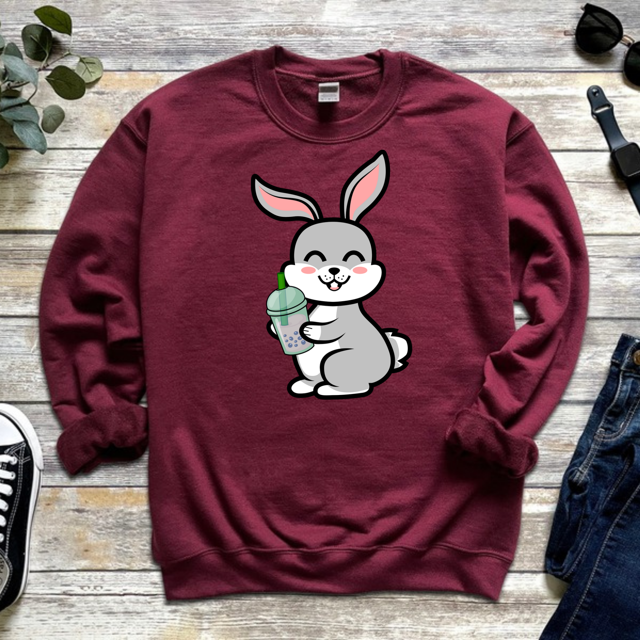 Bunny Rabbit Drinking Boba Sweatshirt