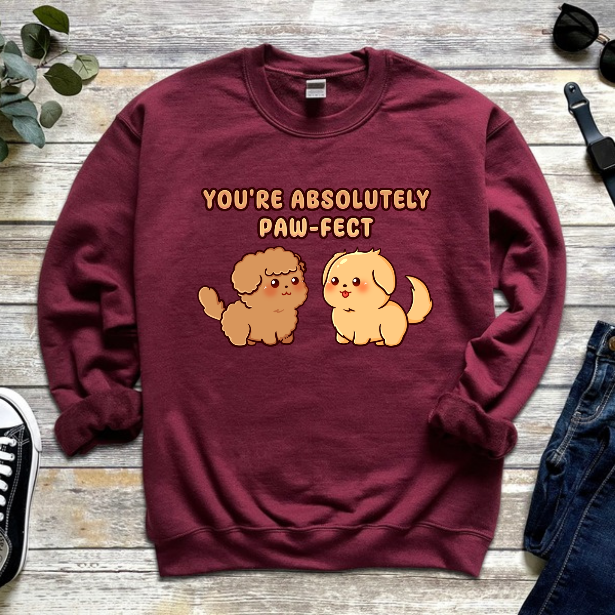 You're Absolutely Paw-Fect Dog Couple - Poodle & Golden Retriever Sweatshirt