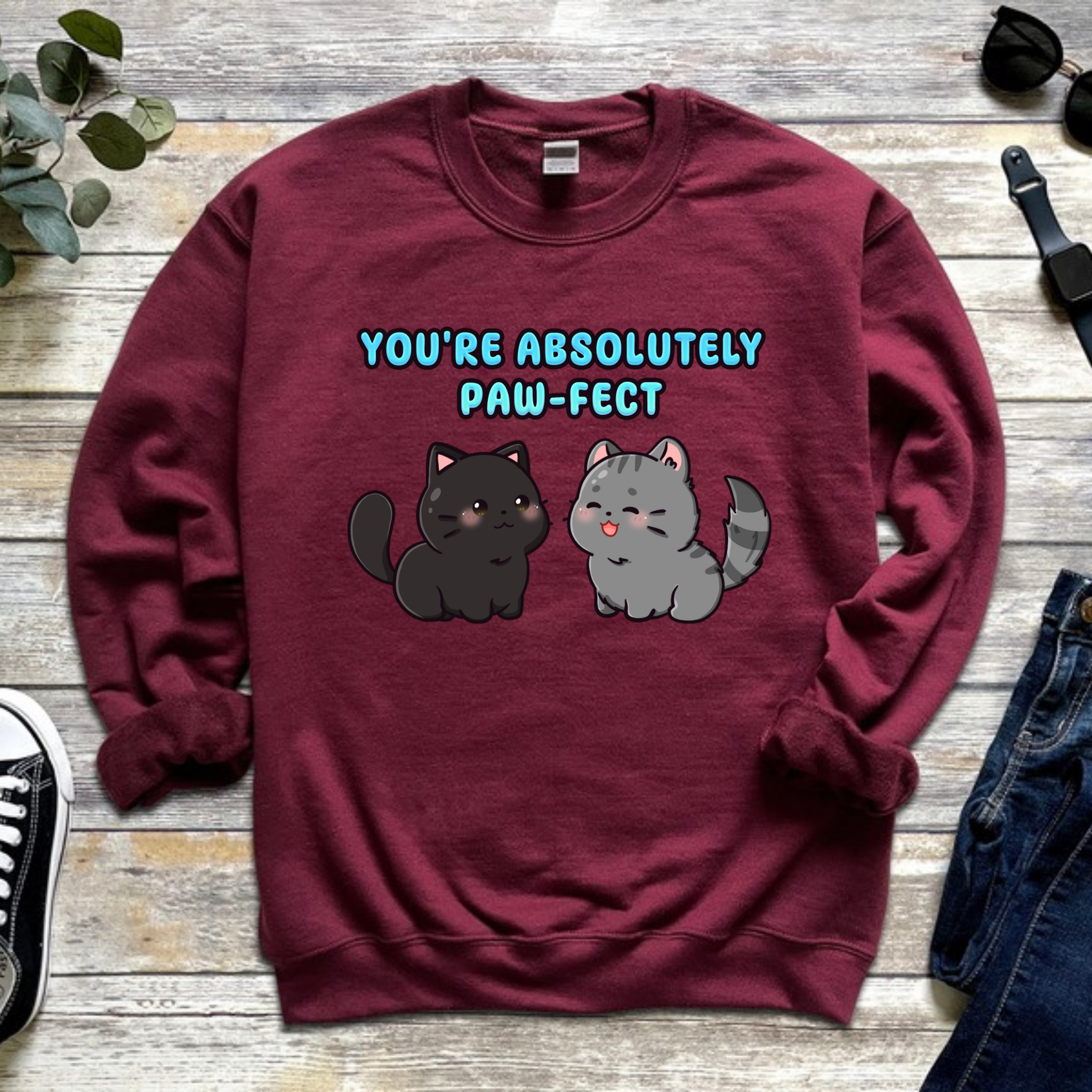 You're Absolutely Paw-Fect Cat Couple Sweatshirt