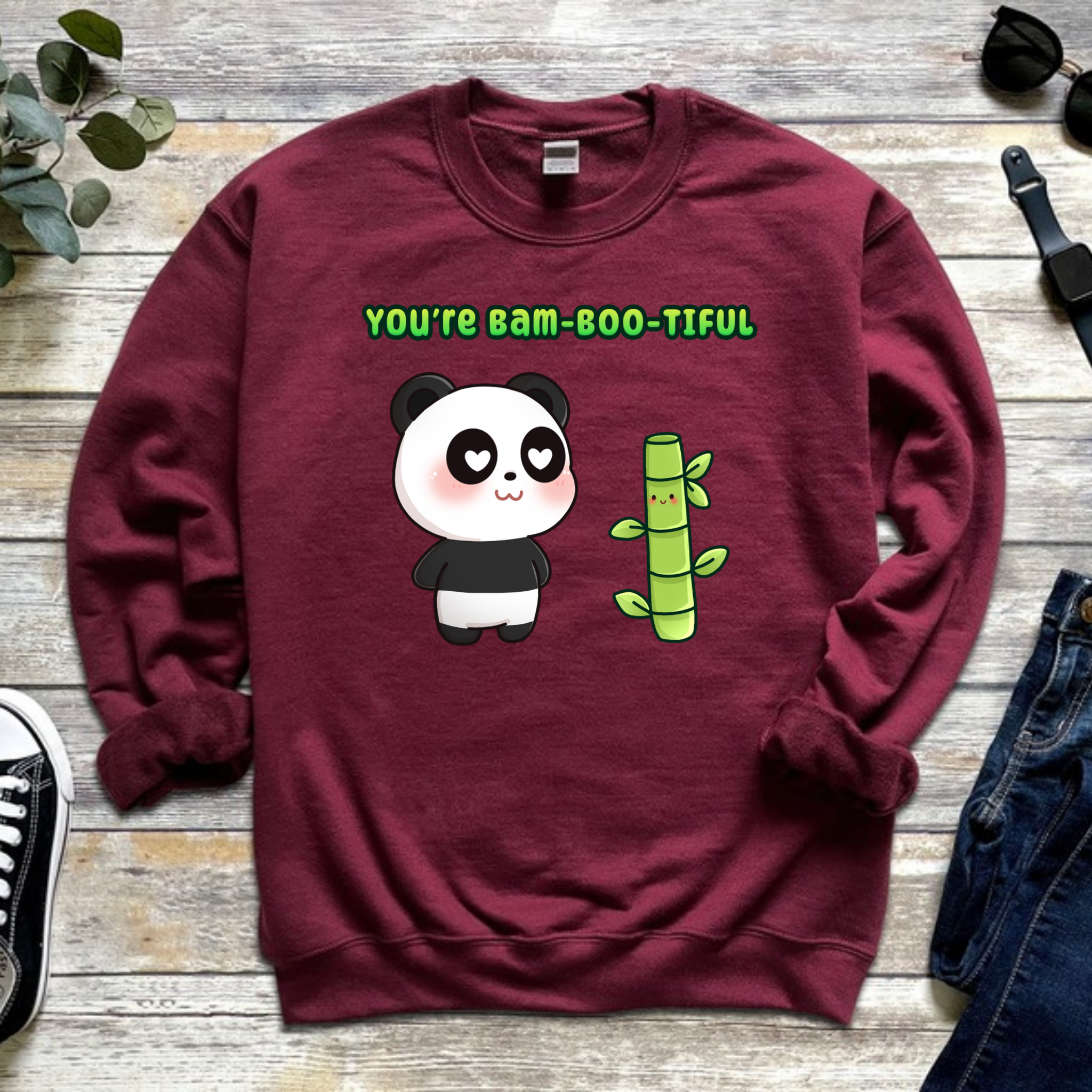 You're Bam-Boo-Tiful Panda and Bamboo Couple Sweatshirt