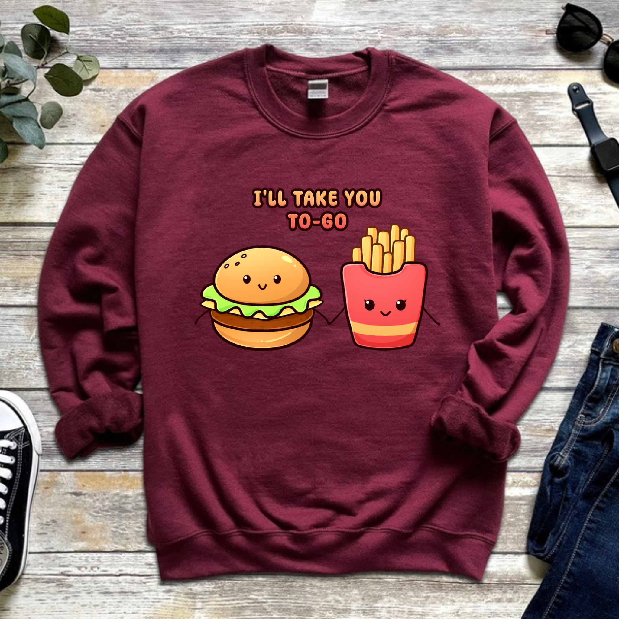 I'll Take You To-Go Burger and Fries Couple Sweatshirt