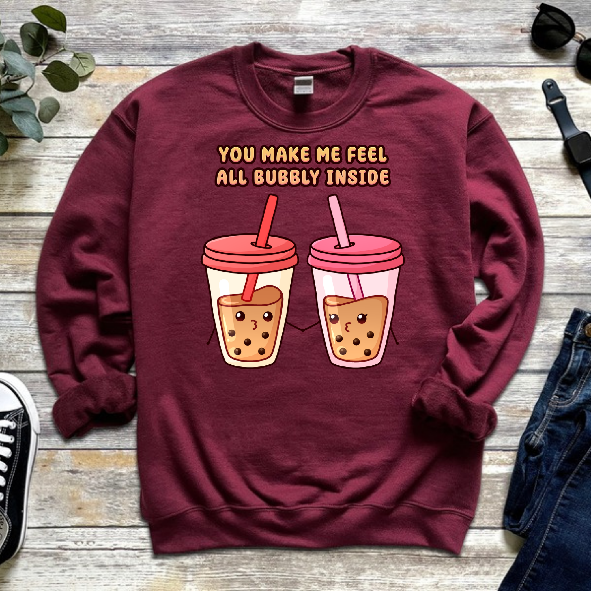 You Make Me Feel All Bubbly Inside Boba Tea Couple Sweatshirt