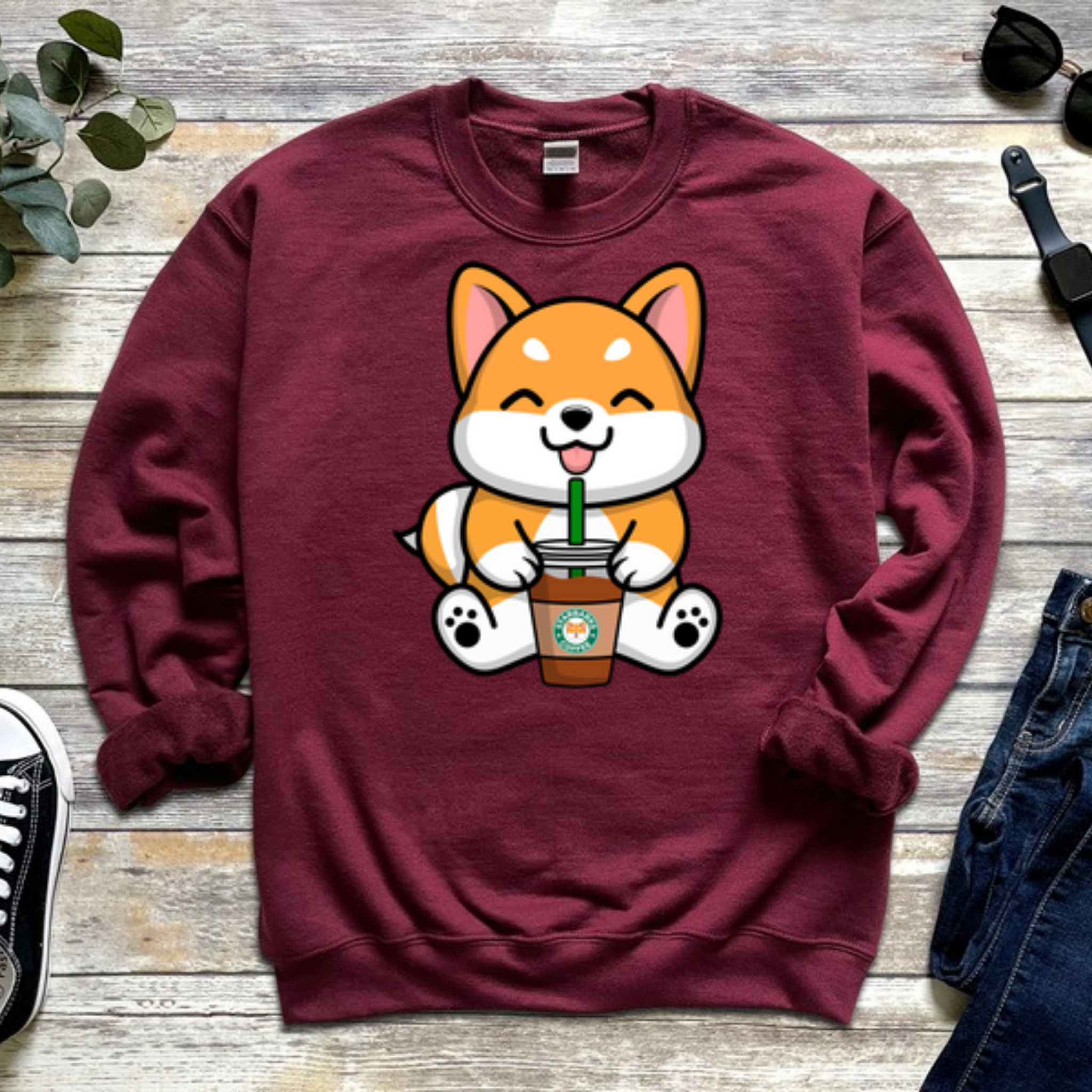 Puppy with Coffee Sweatshirt