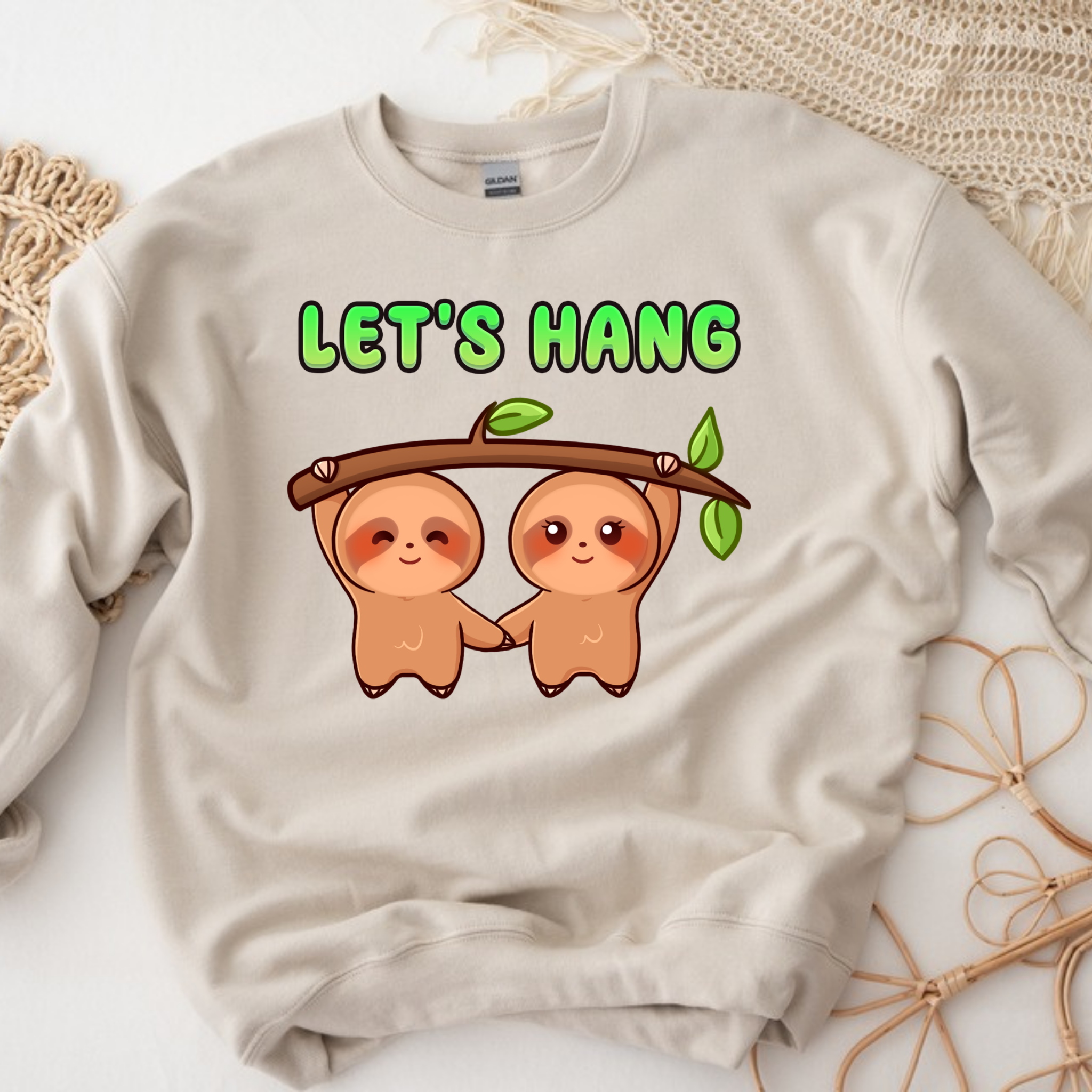 Let's Hang Sloth Couple Sweatshirt