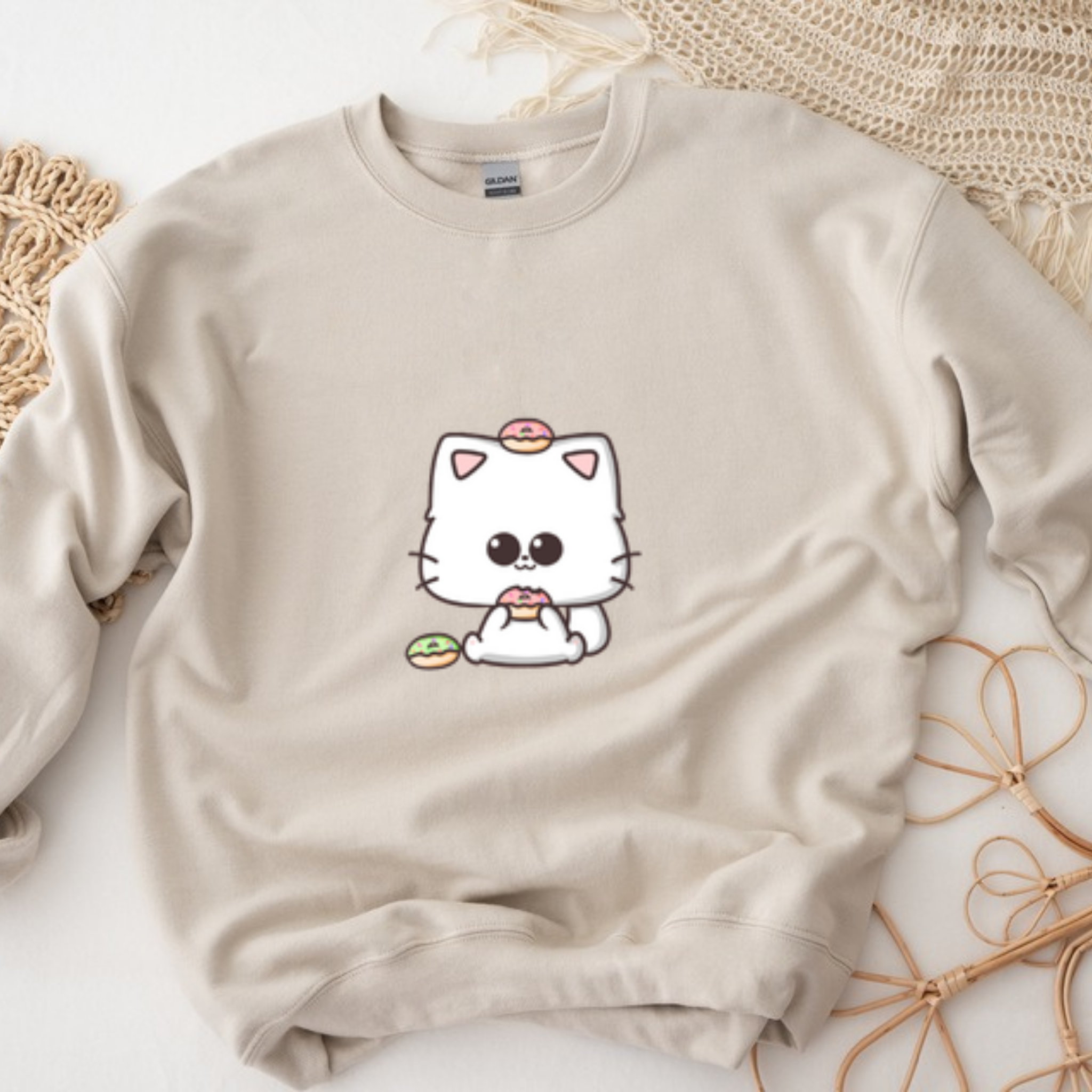 Kitten Eating Donuts Sweatshirt