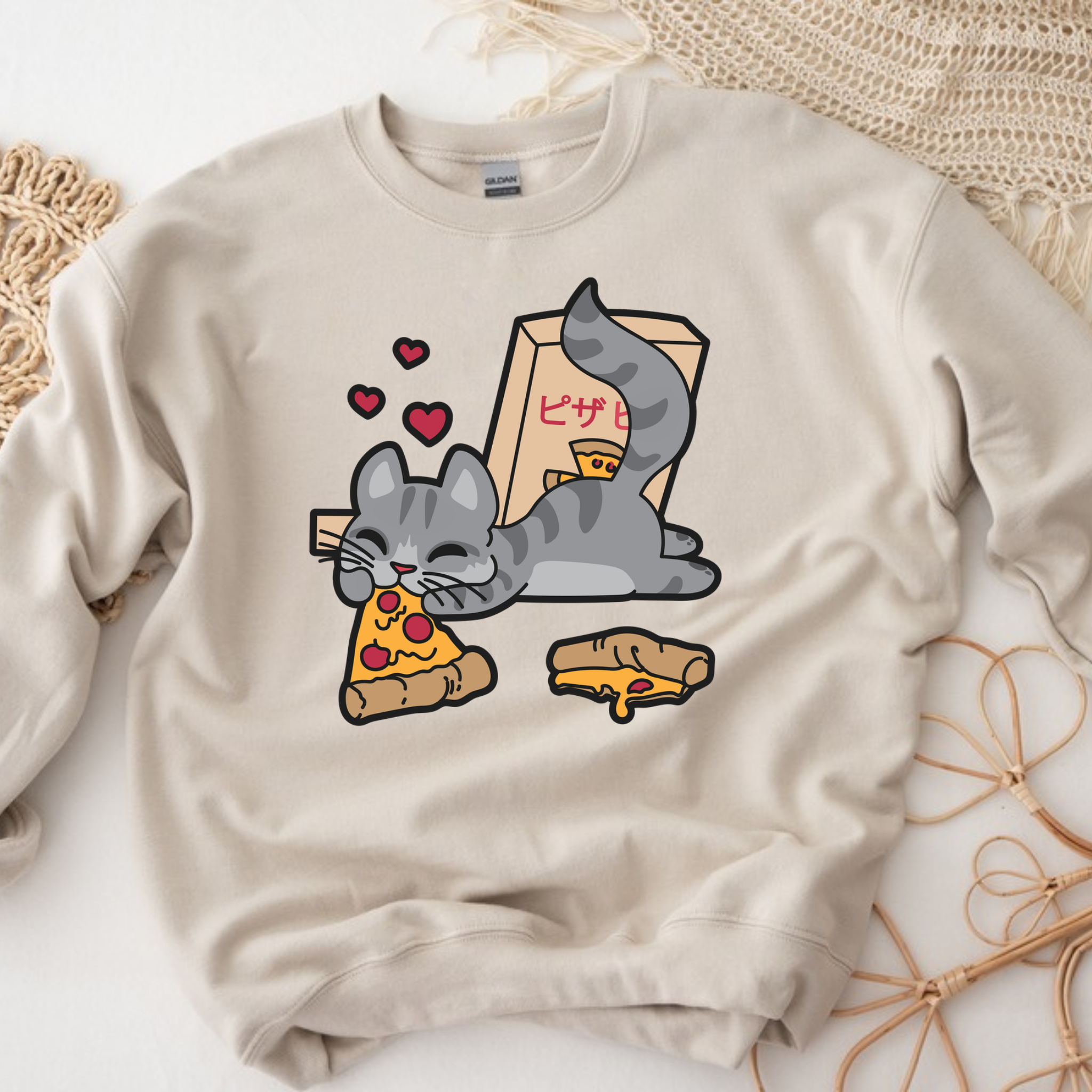 Cat Eating Pizza Sweatshirt