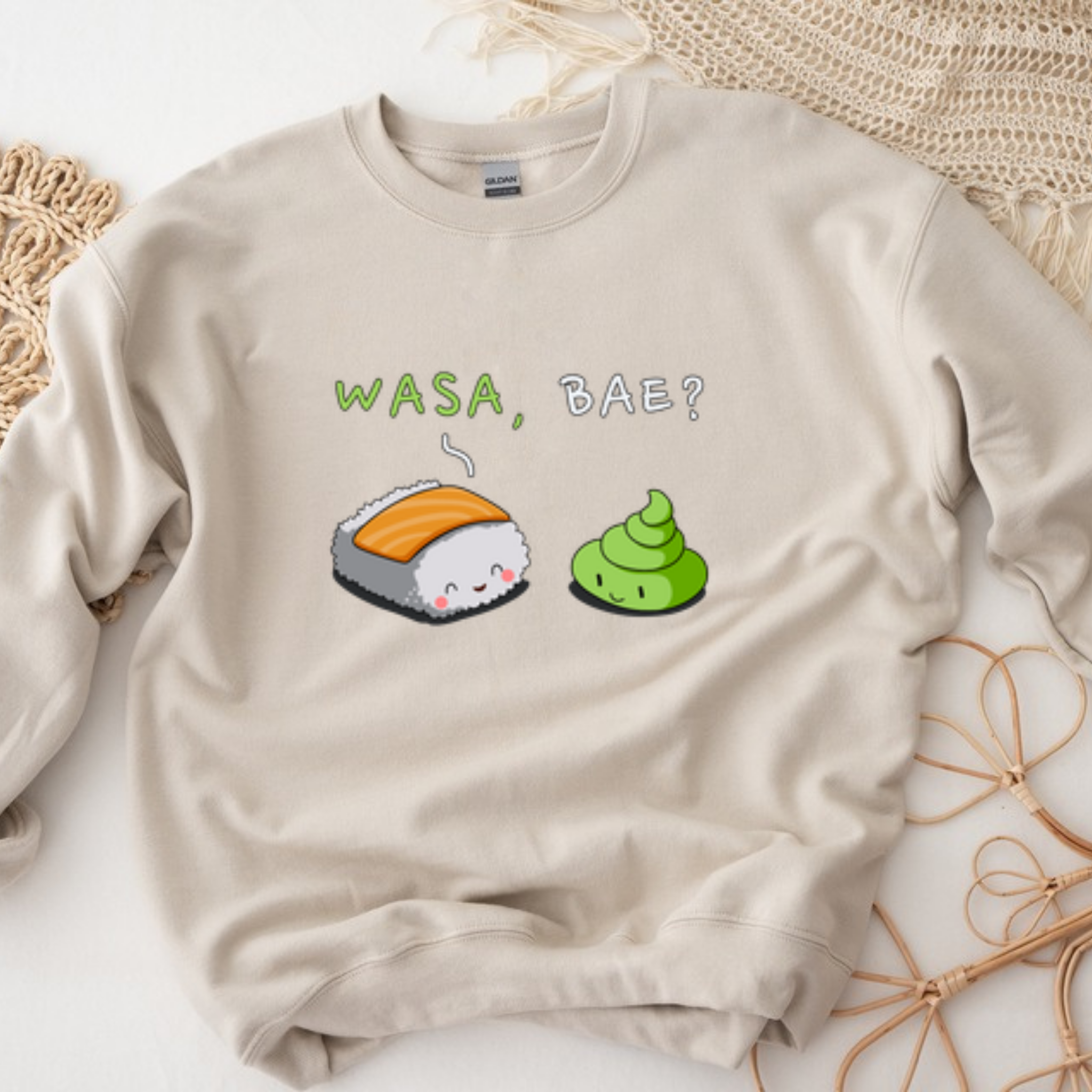 Wasa, Bae? Sushi and Wasabi Couple Sweatshirt