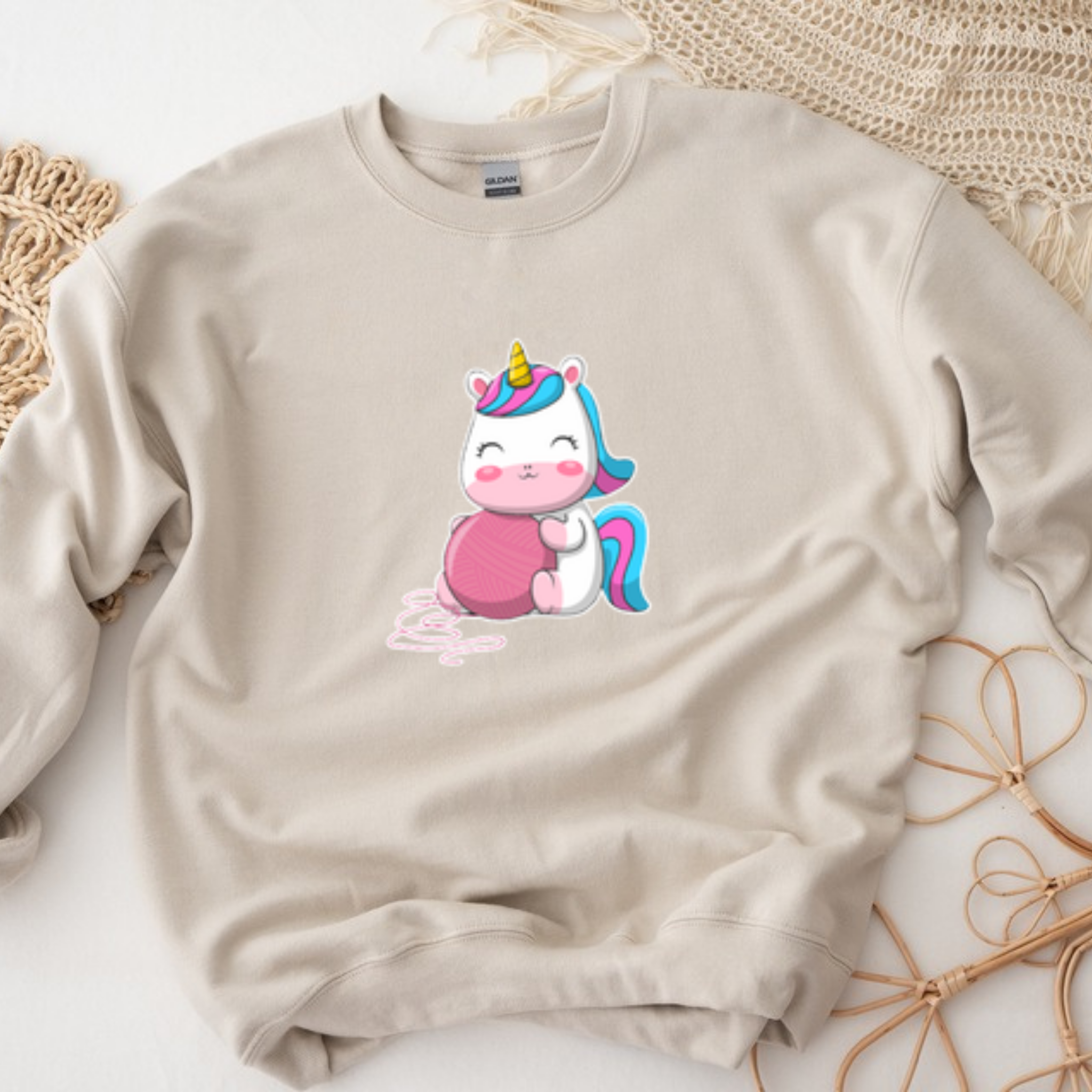 Rainbow Baby Unicorn with Yarn Sweatshirt