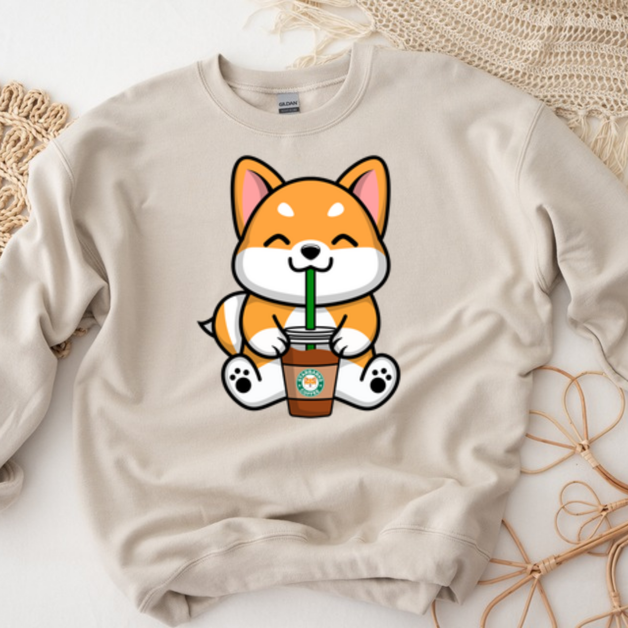 Puppy Drinking Coffee Sweatshirt