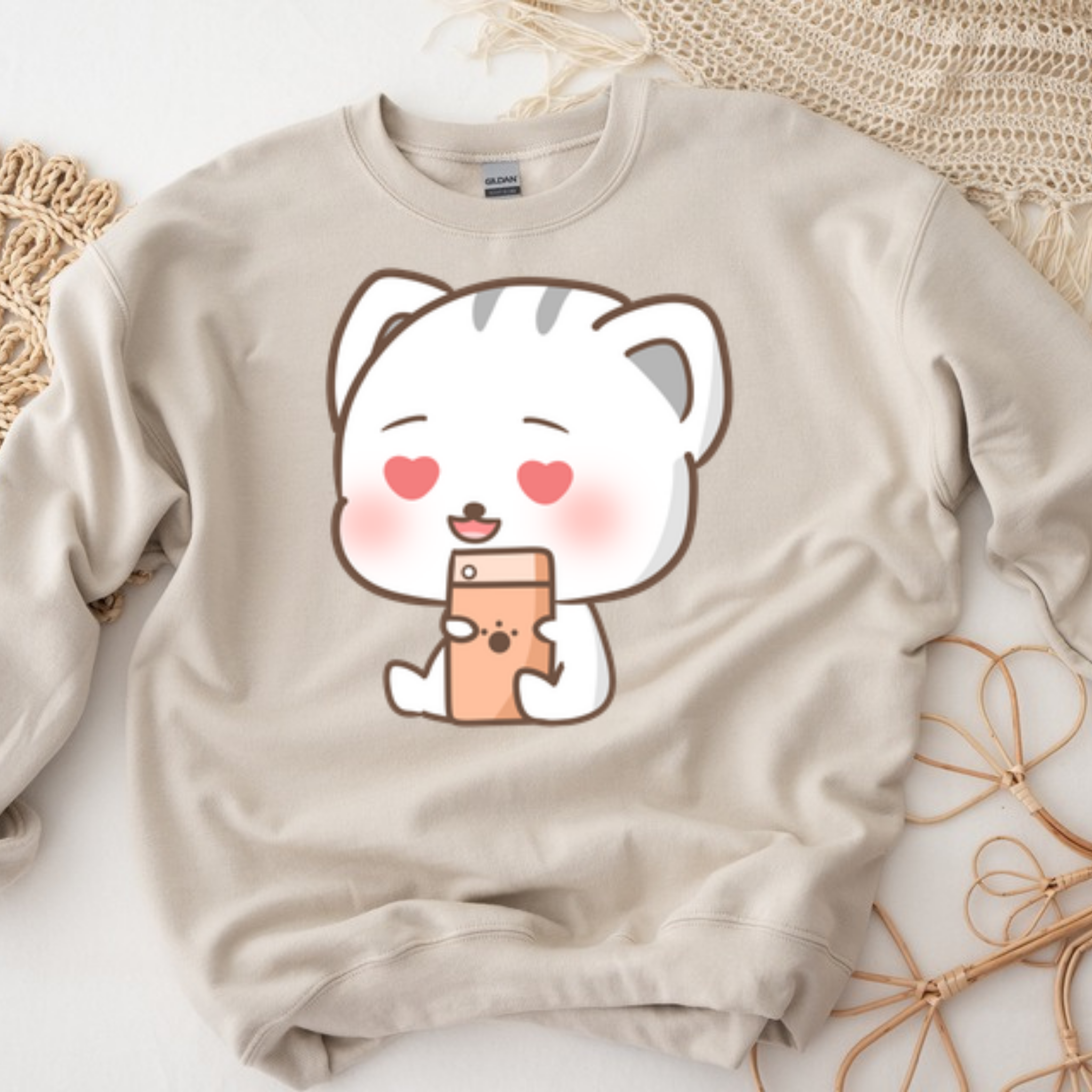 Texting in Love Kitten Sweatshirt