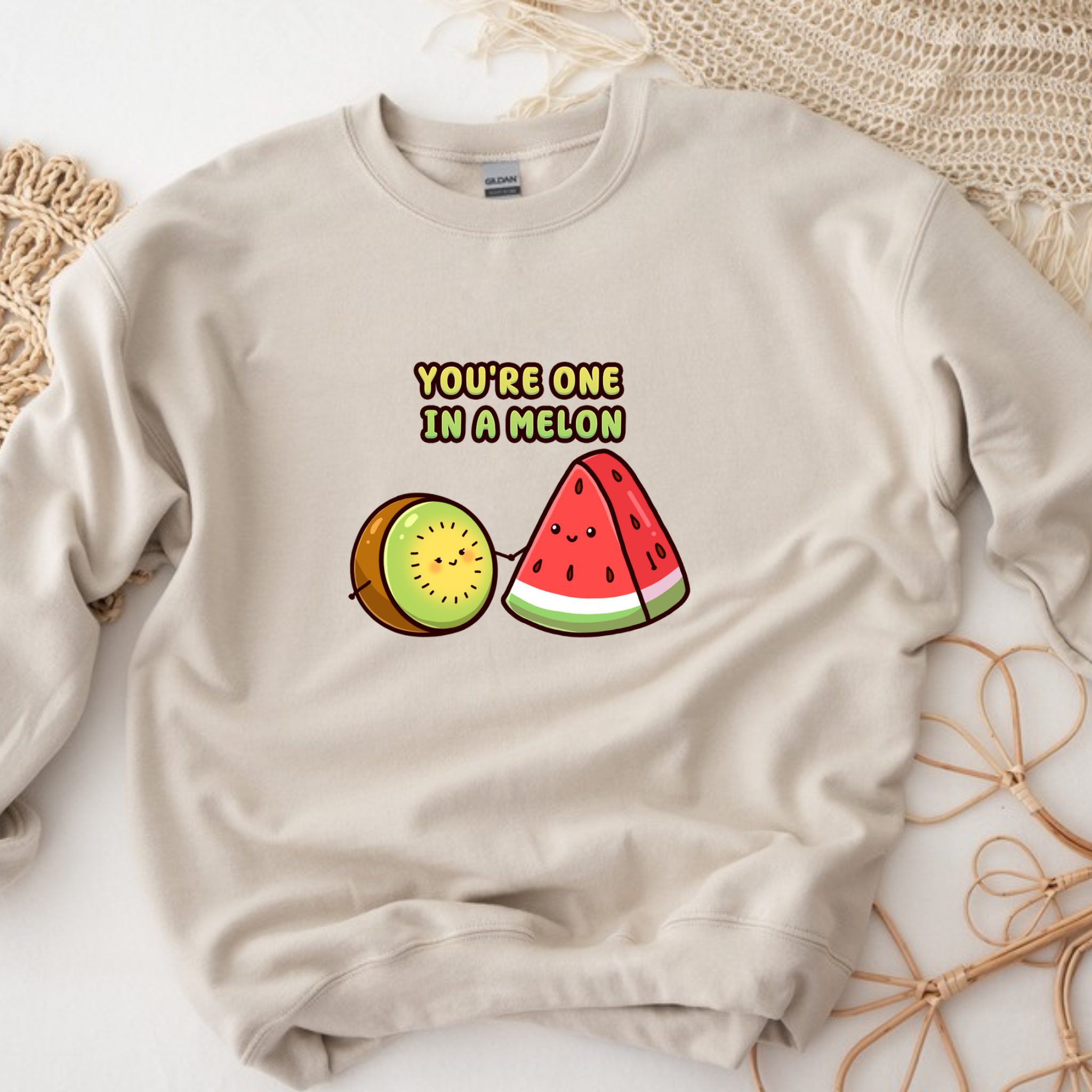 You're One in a Melon Kiwi and Watermelon Couple Sweatshirt