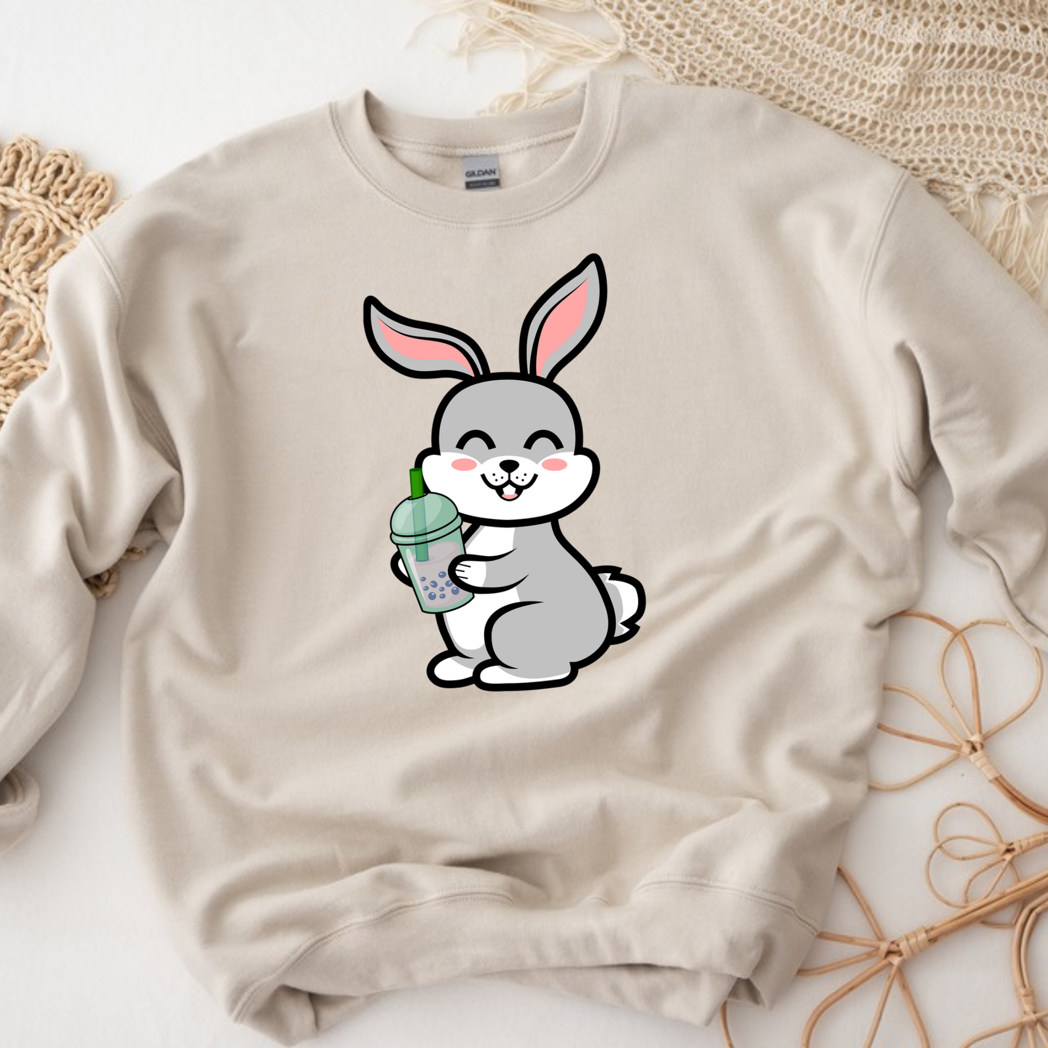 Bunny Rabbit Drinking Boba Sweatshirt