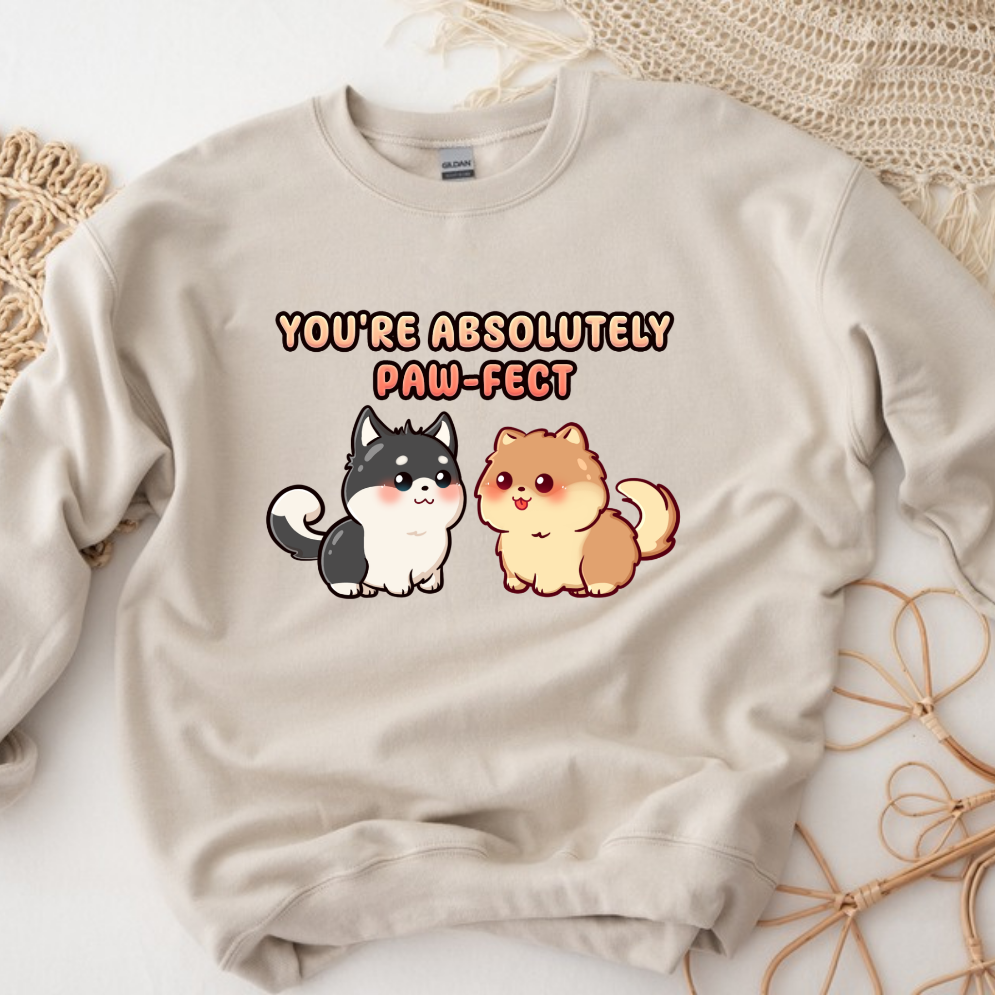 You're Absolutely Paw-fect Dog Couple - Husky & Pomeranian Sweatshirt