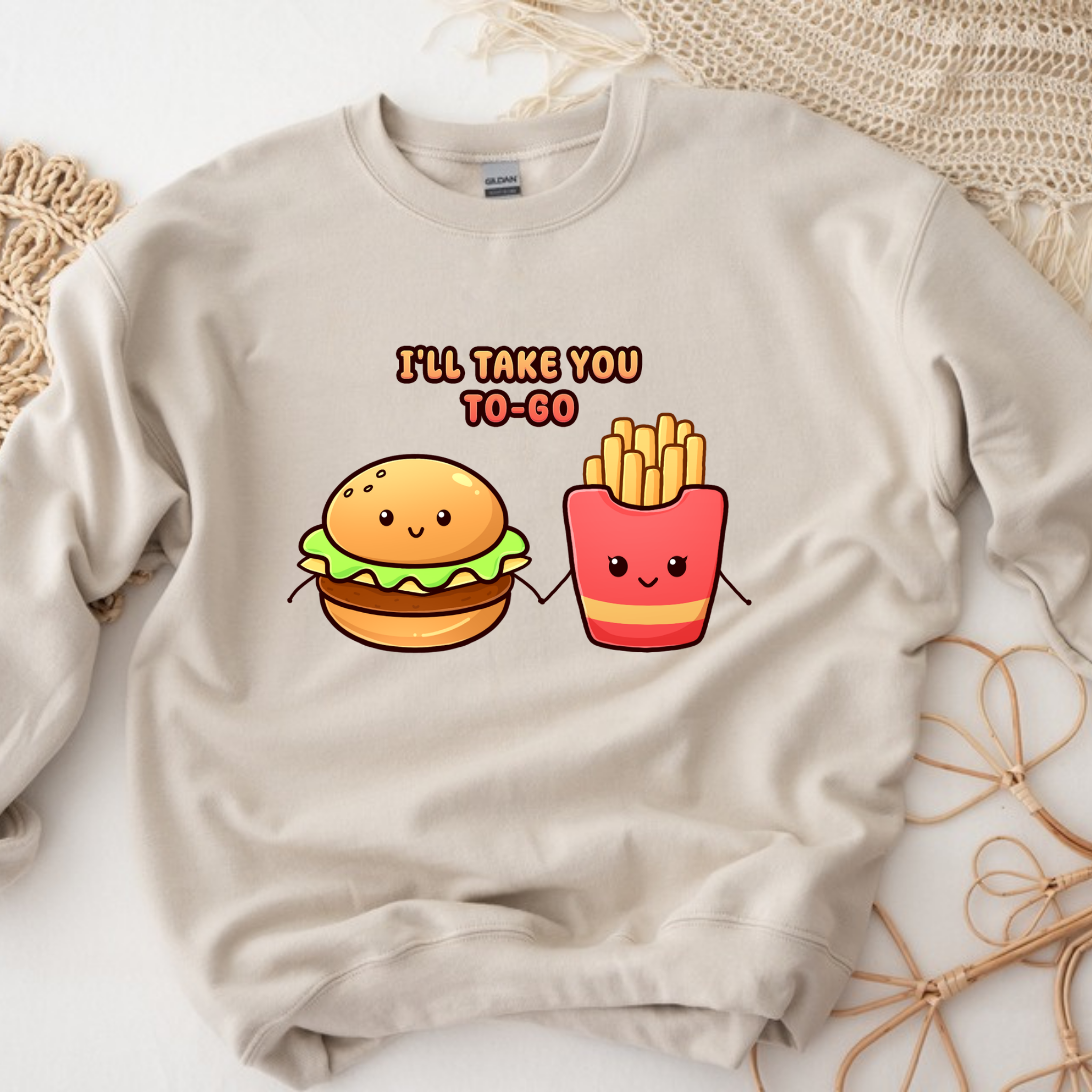 I'll Take You To-Go Burger and Fries Couple Sweatshirt