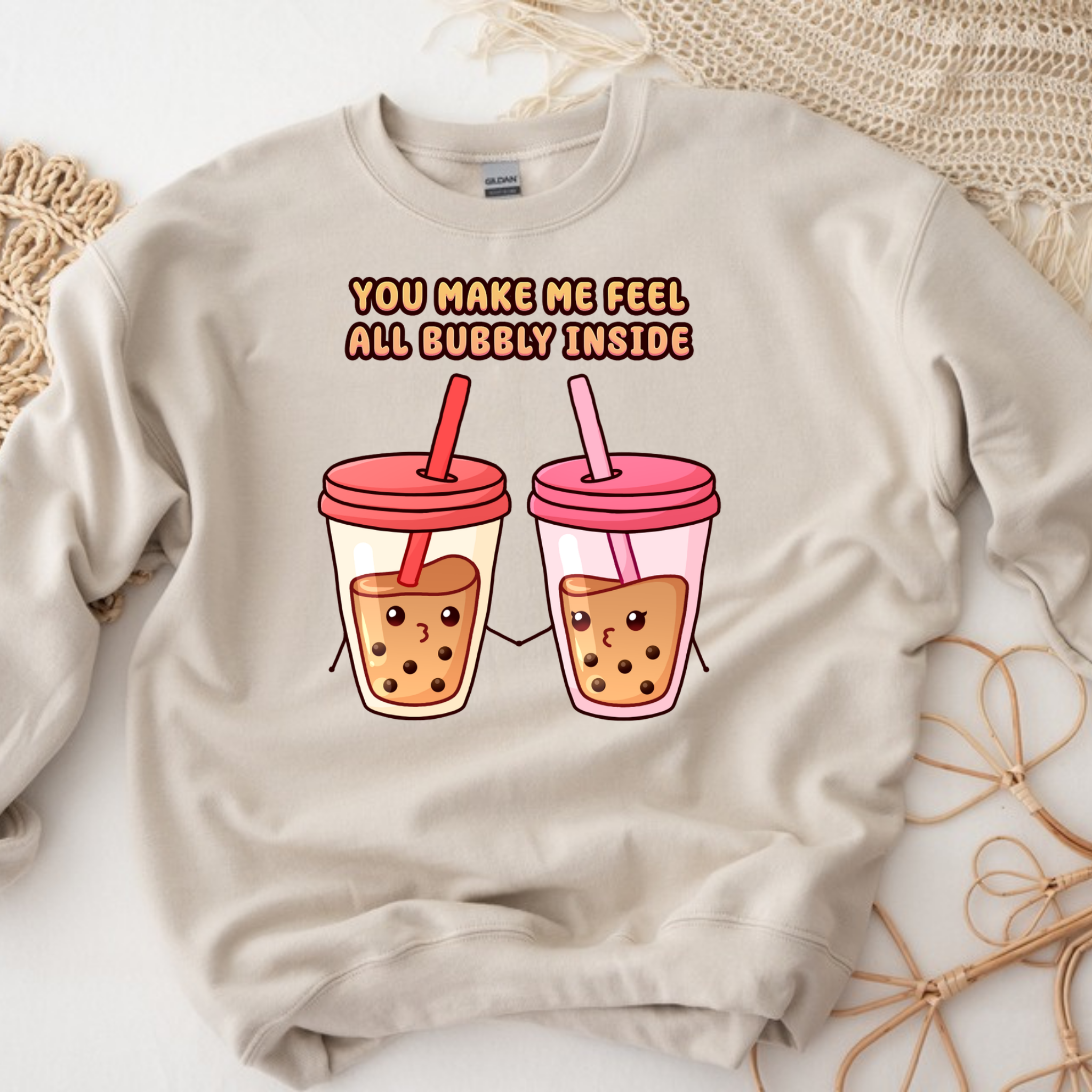You Make Me Feel All Bubbly Inside Boba Tea Couple Sweatshirt