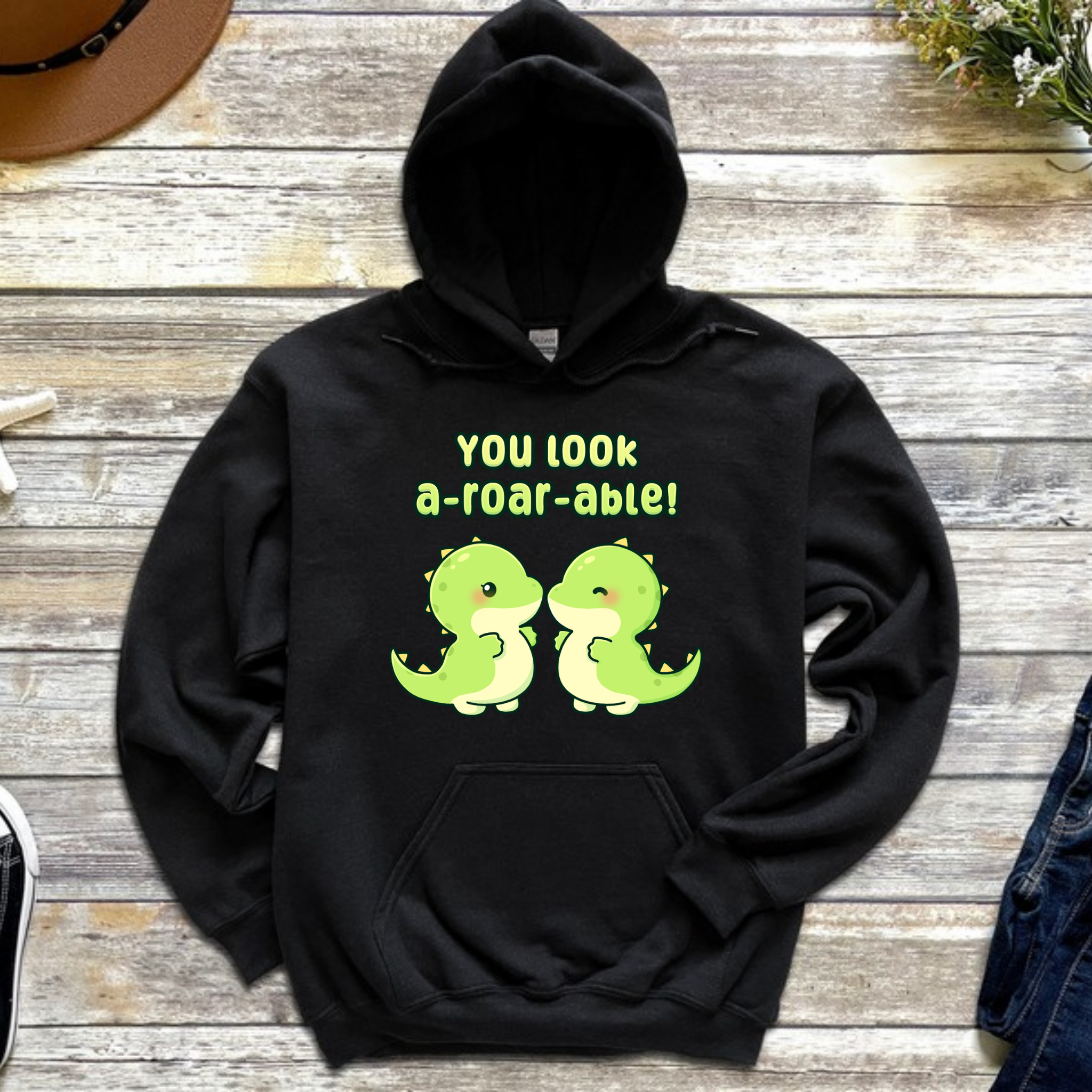 You Look A-Roar-Able! Dinosaur Couple Hoodie