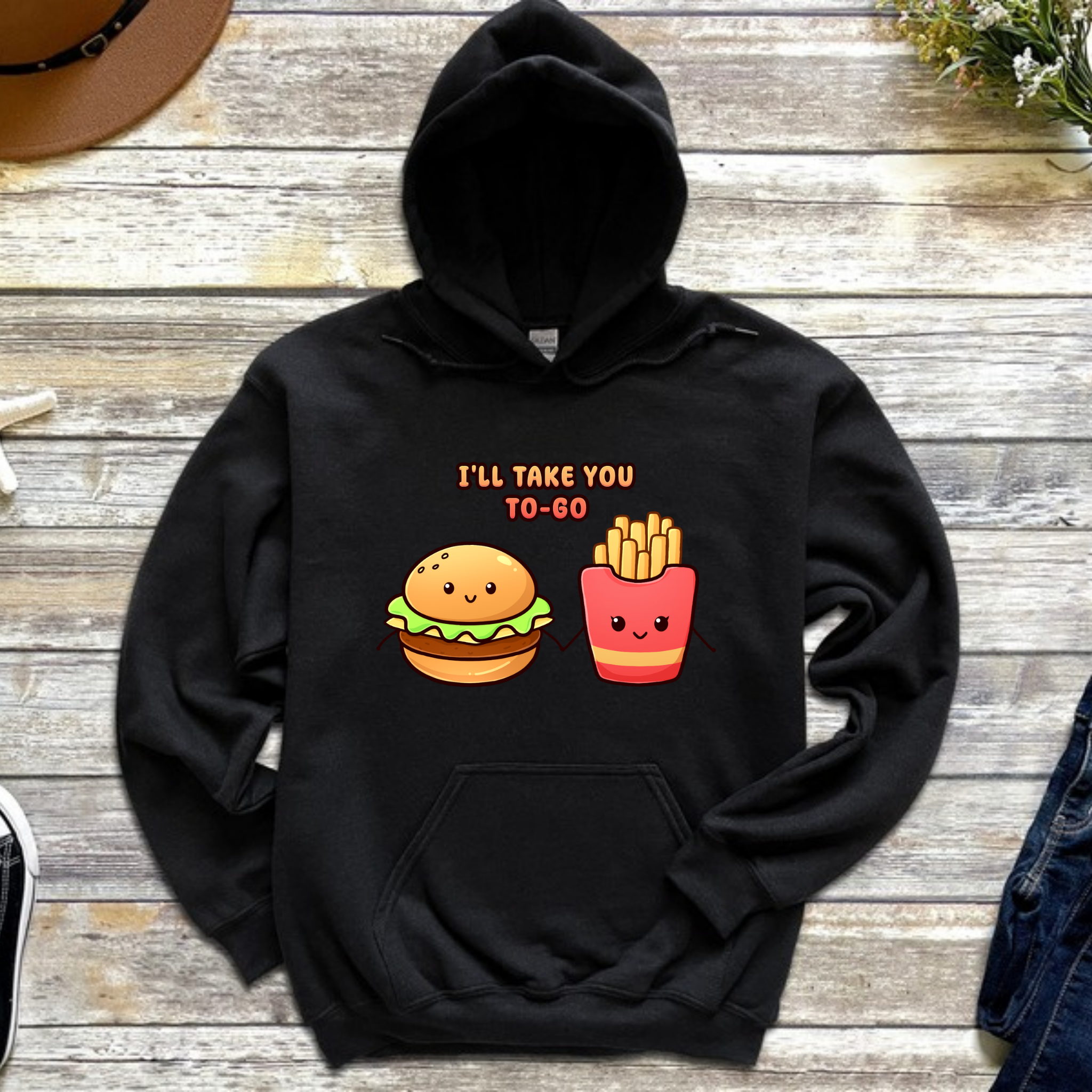 I'll Take You To-Go Burger and Fries Couple Hoodie