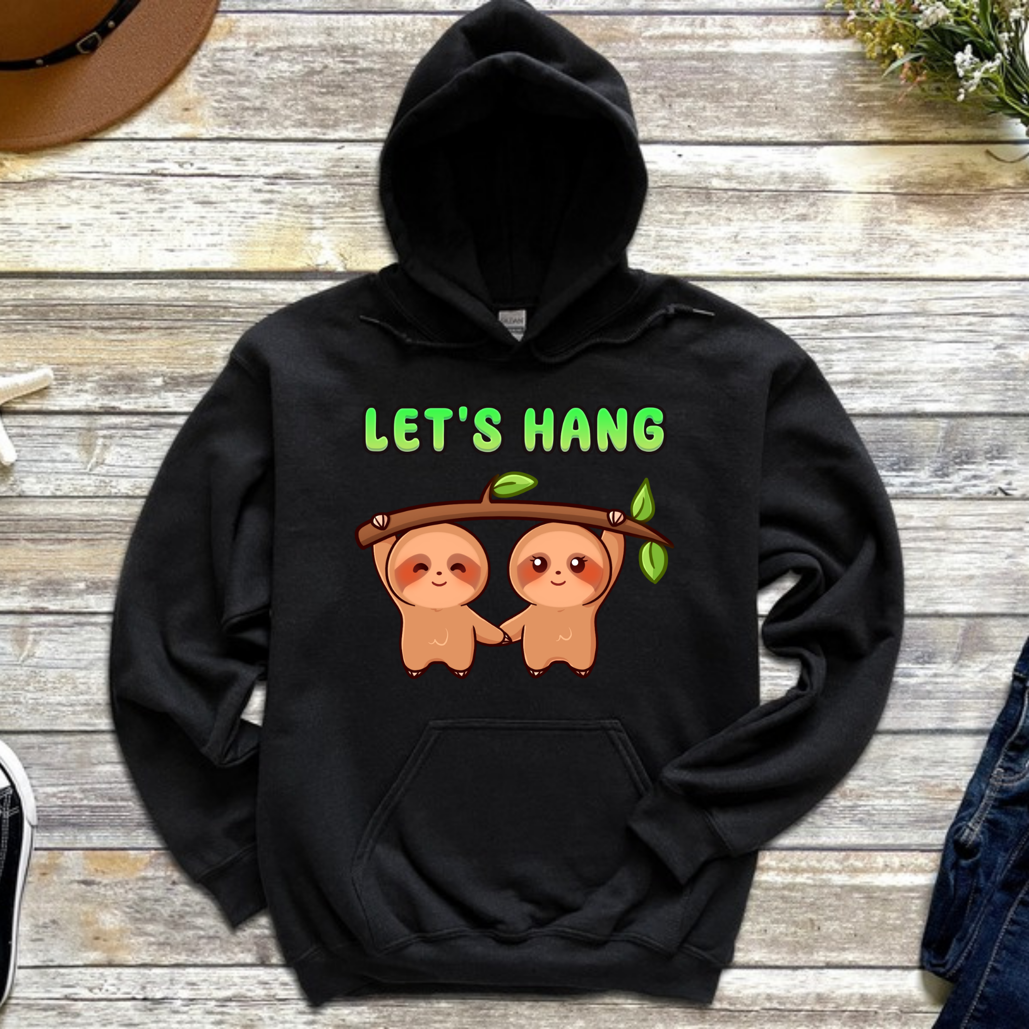 Let's Hang Sloth Couple Hoodie