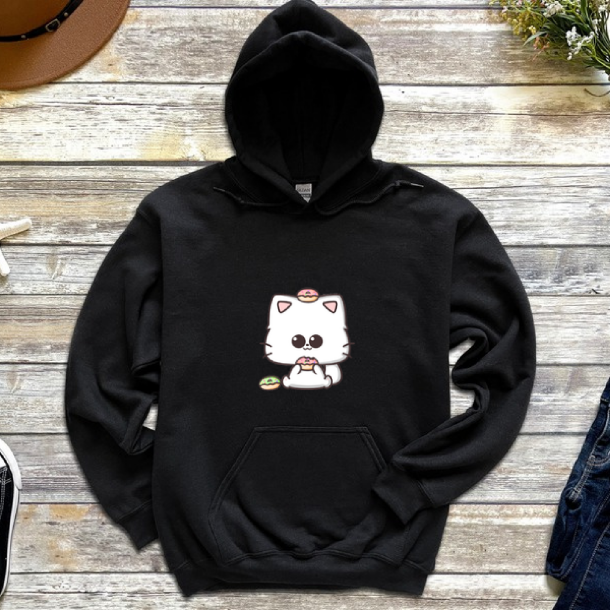 Kitten Eating Donuts Hoodie