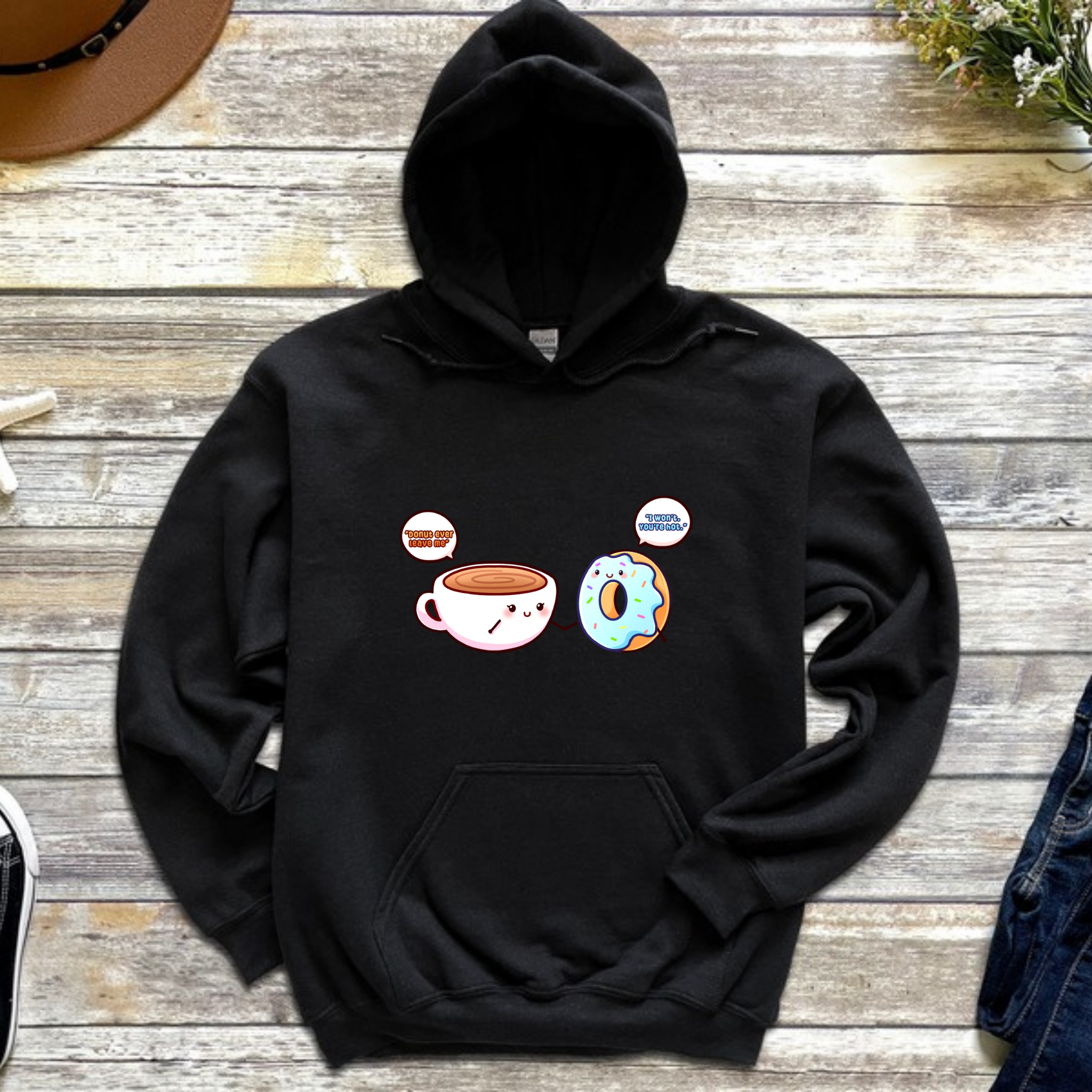 Donut Ever Leave Me Coffee and Donut Couple Hoodie