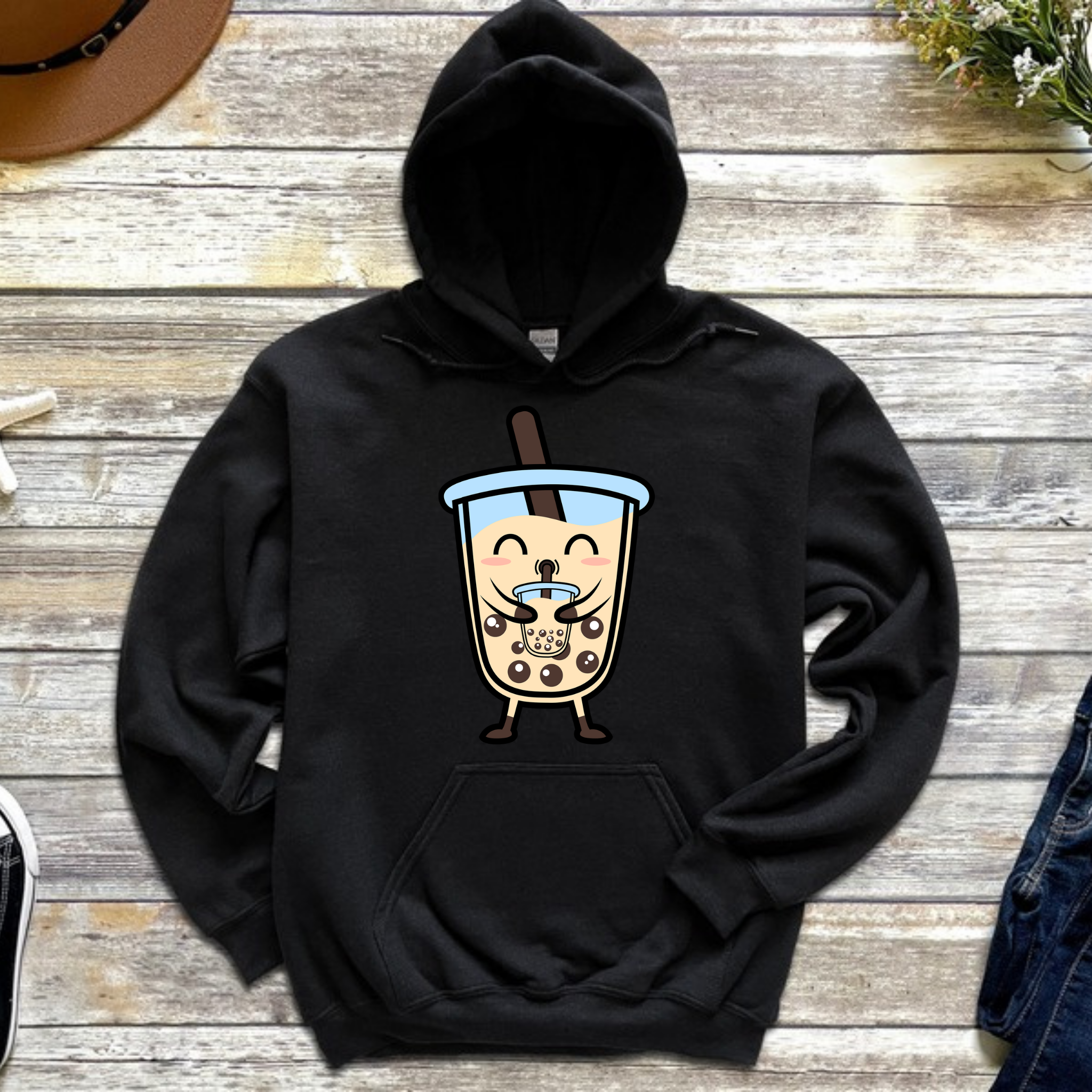 Boba Character Drinking Boba Tea Hoodie