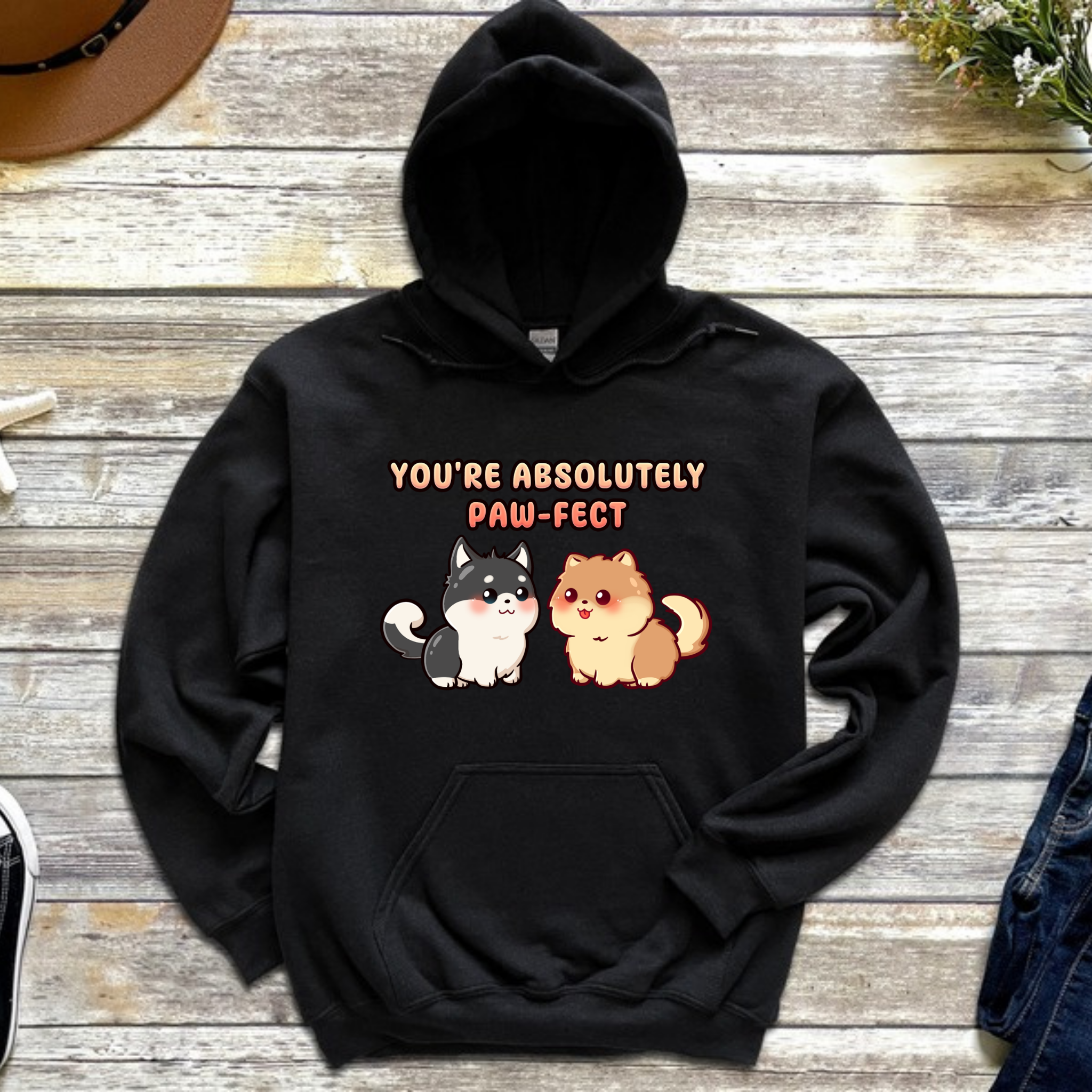 You're Absolutely Paw-fect Dog Couple - Husky & Pomeranian Hoodie
