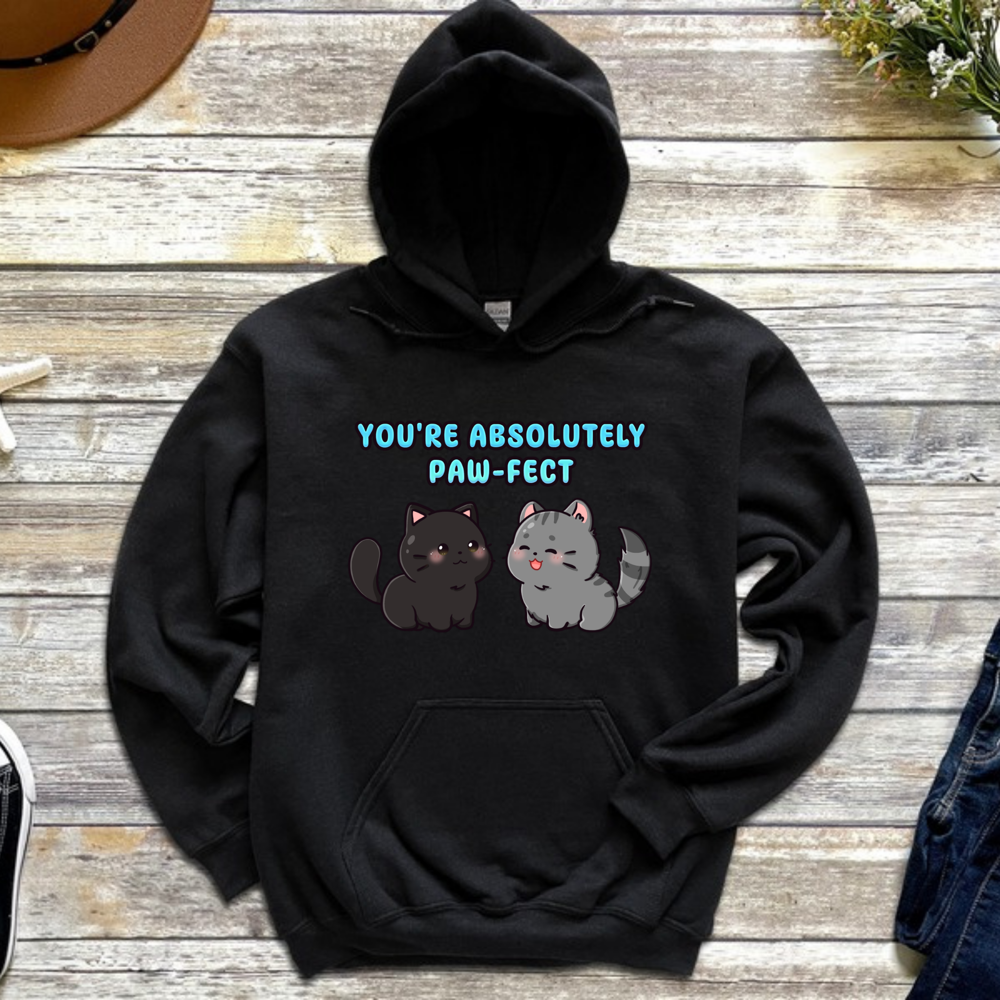 You're Absolutely Paw-Fect Cat Couple Hoodie