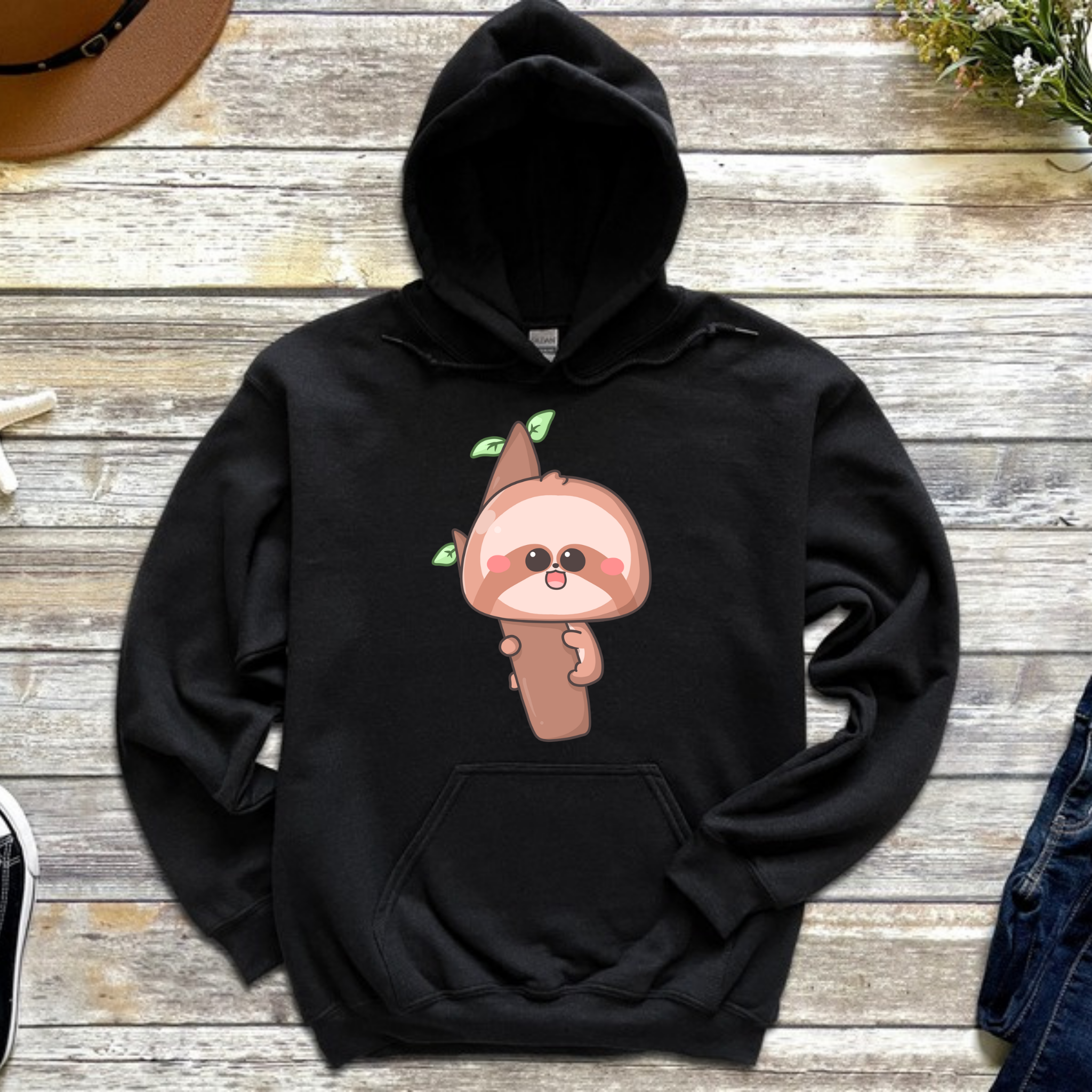 Baby Sloth on a Tree Branch Hoodie