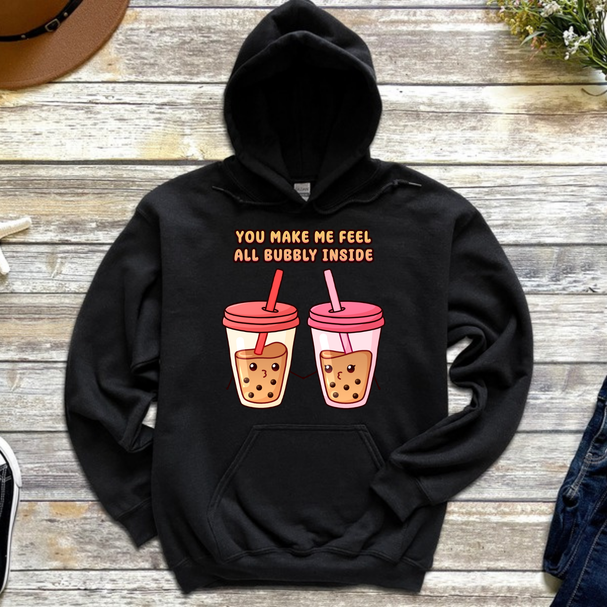 You Make Me Feel All Bubbly Inside Boba Tea Couple Hoodie